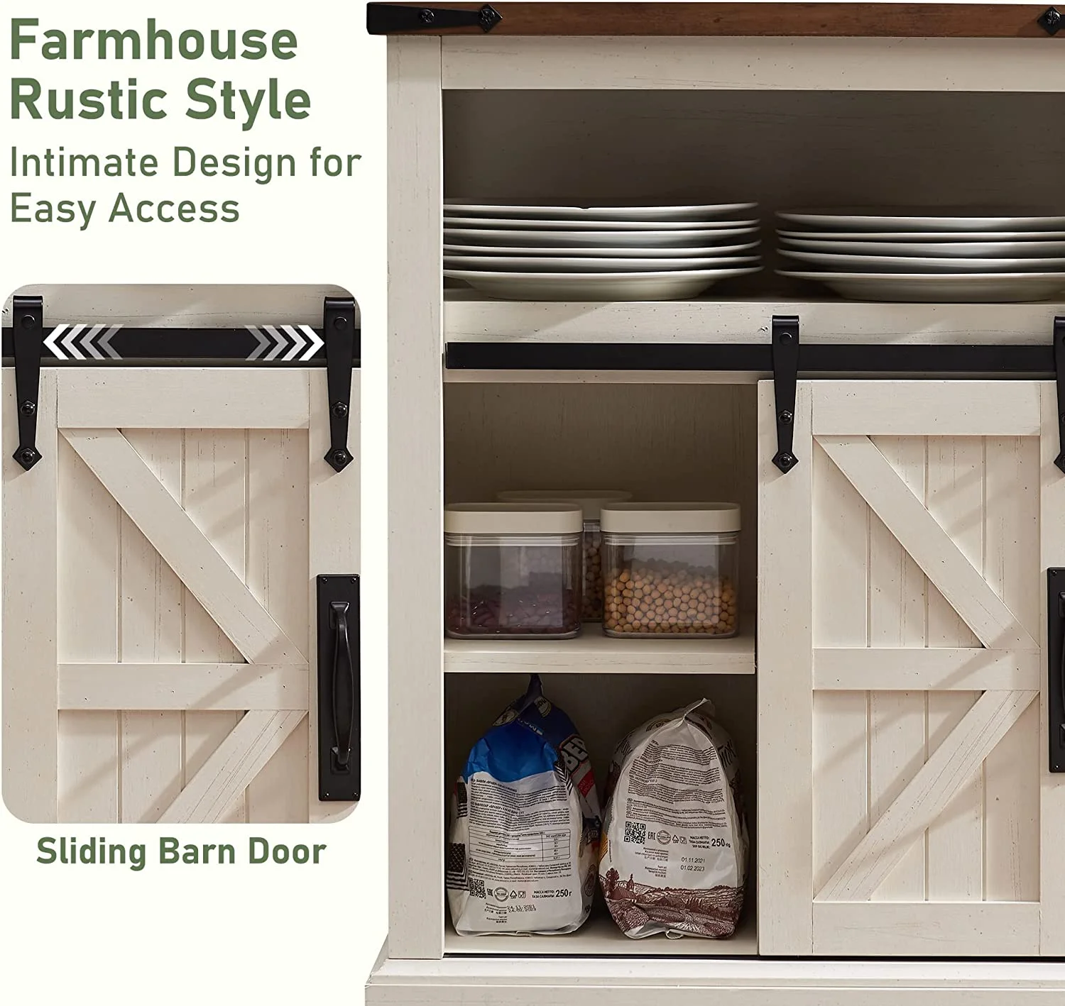 OKD Farmhouse Bathroom Storage Cabinet with 3 Drawers and Adjustable Shelves Wooden Rustic Accent Entryway Cupboard, Antique White - Image 10