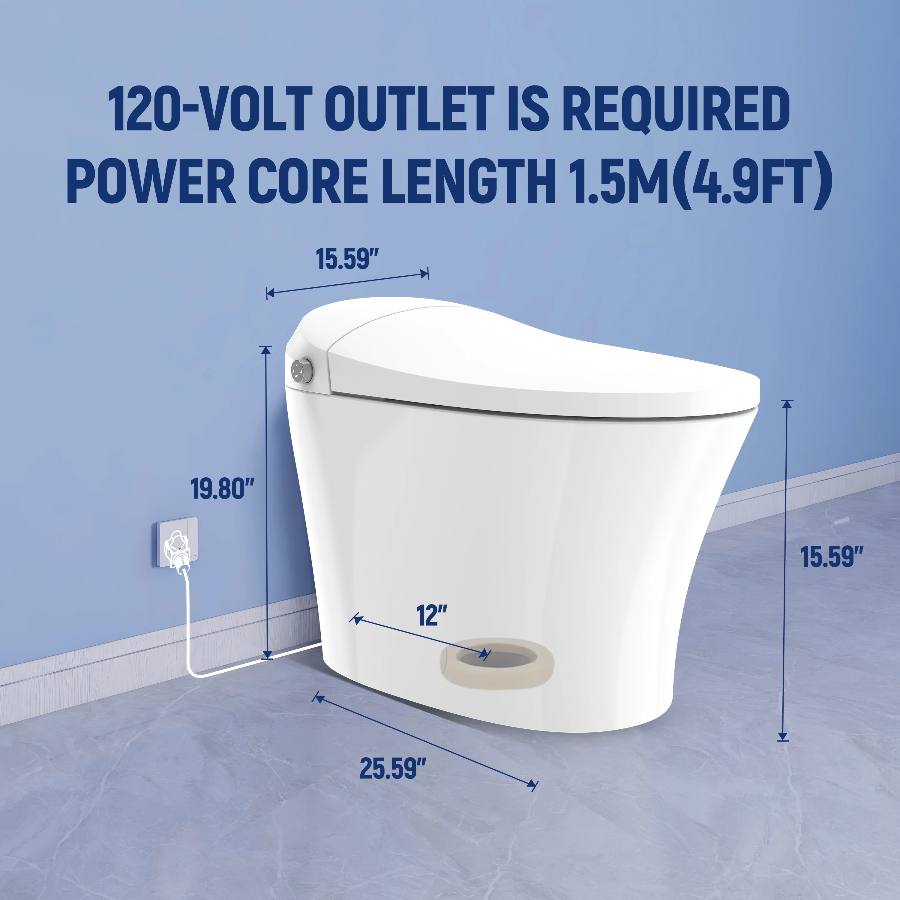 HOROW Tankless Toilet, Modern Smart Toilet without bidet, Self Cleaning One Piece Toilet with Warm Elongated Seat,Heated Toilet HR-T10SD - Image 4