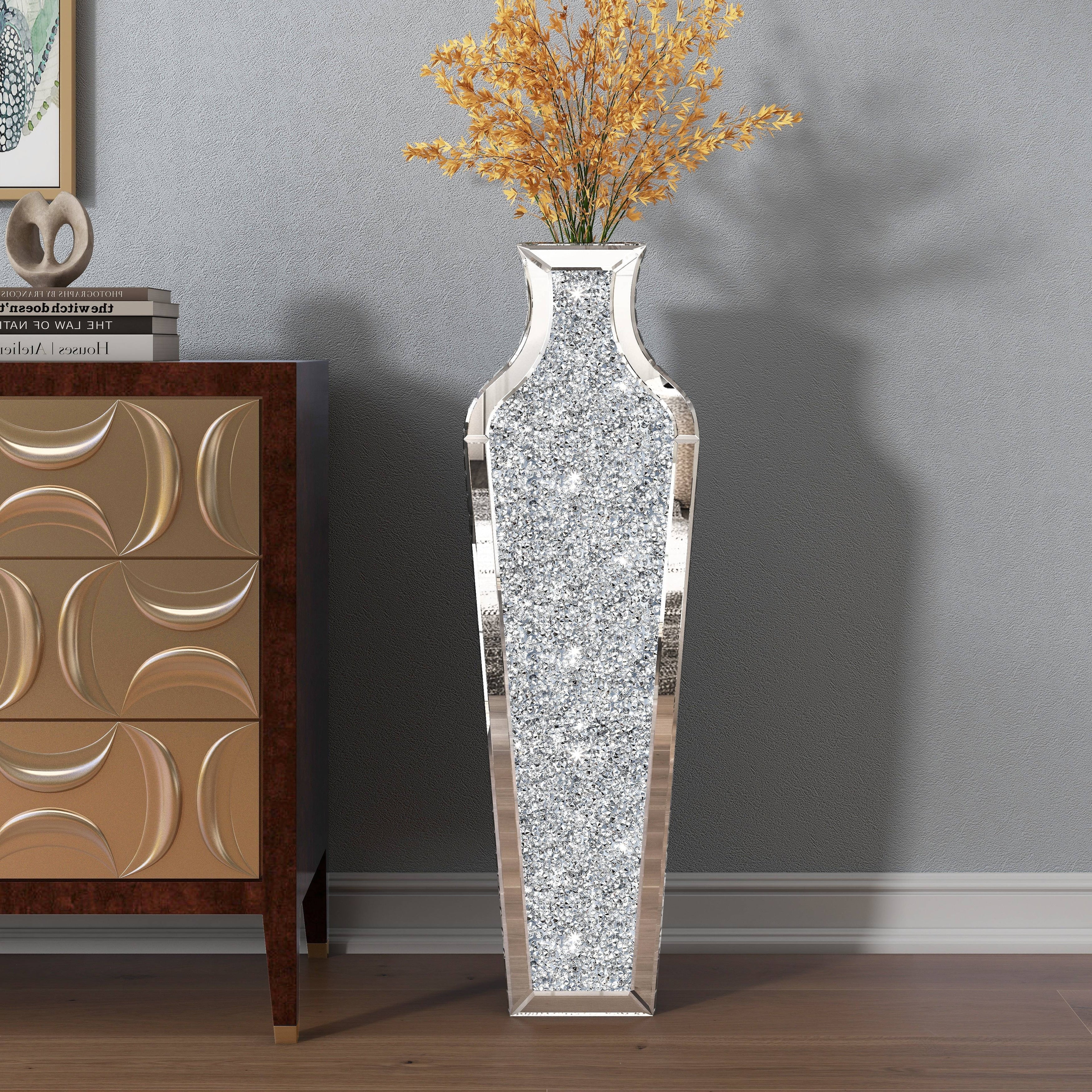 Tall Crushed Diamond Floor Vase, Luxury Decorative Crystal Accent Vase for Living Room, Bedroom and Home Decor - Image 23