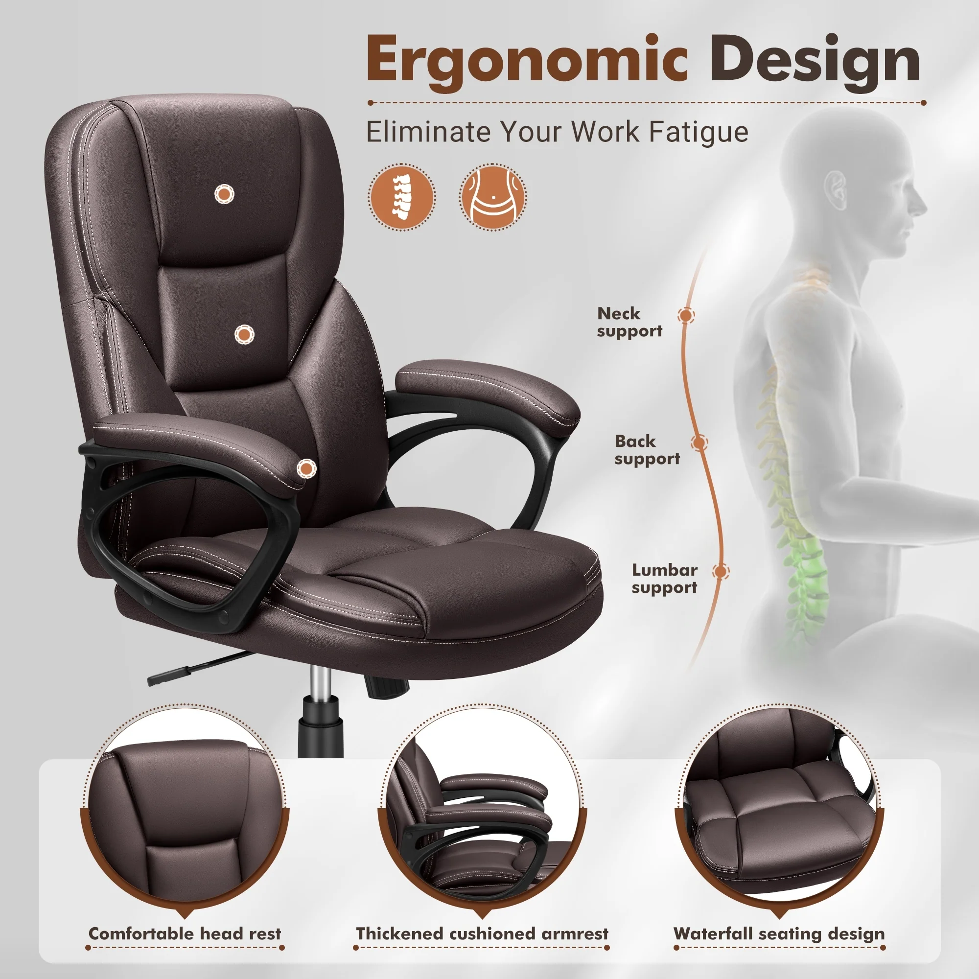 High Back Executive Office Chair, Ergonomic Computer Desk Chair for Home and Office - Image 34