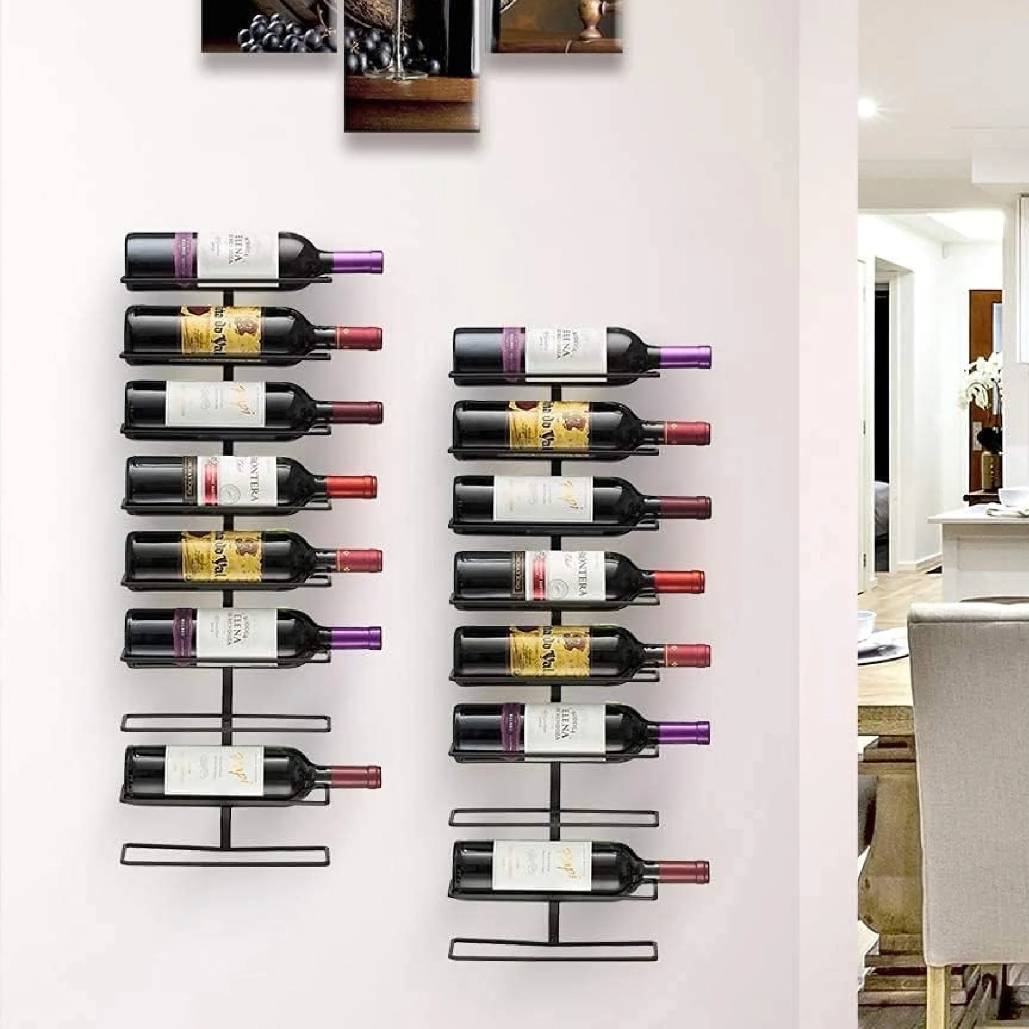 27 Bottle Wall Mounted Wine Rack, Vertical Wine Storage Organizer for Home Bar, Kitchen and Dining Room - Image 5