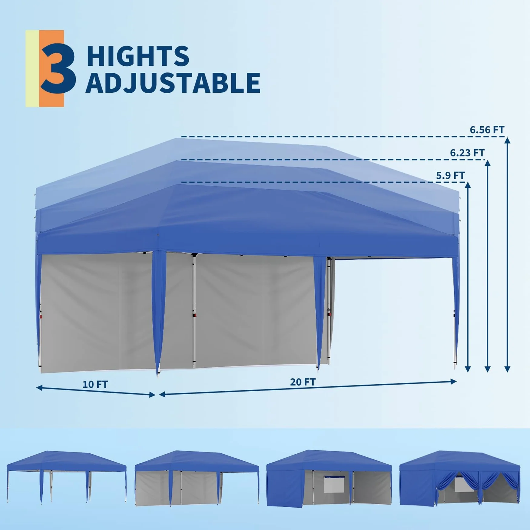 Arigeas Pop Up Canopy Tent 10'x10' with Adjustable Height, Easy Outdoor Sun Shade Shelter for Party, Event, Patio - Image 19