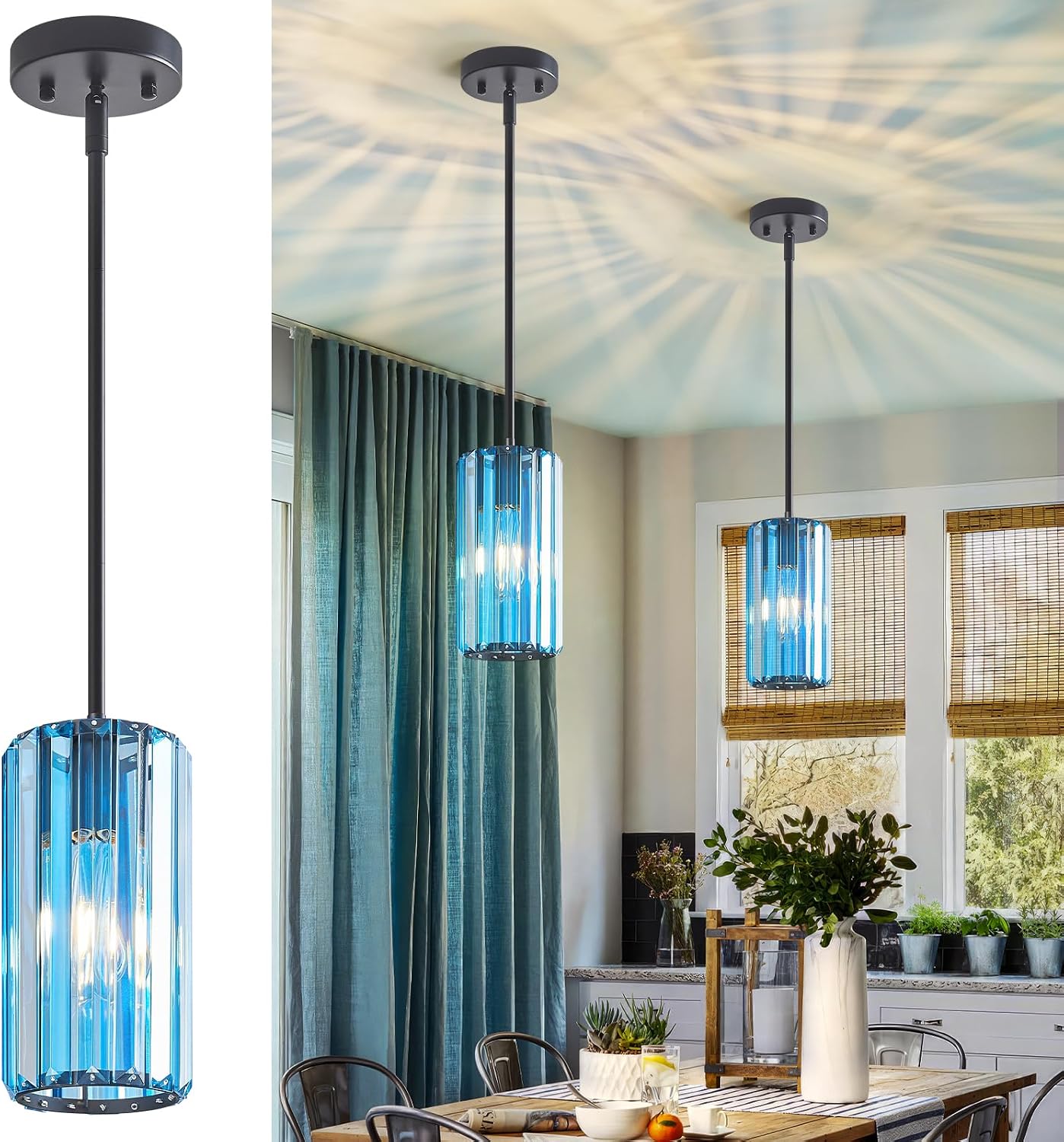 Chrome Pendant Lighting, Modern Pendant Light, Mini Crystal Chandeliers, Adjustable Pendant Light Fixture for Kitchen Island, Dining Room, Corridor & Bedroom (Chrome, 3-Pack) - Image 24