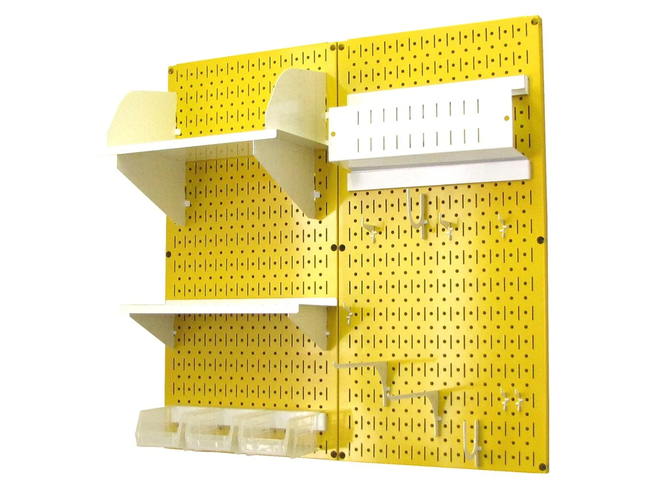 Wall Control Pegboard Hobby Craft Pegboard Organizer Storage Kit with Yellow Pegboard and White Accessories - Image 2