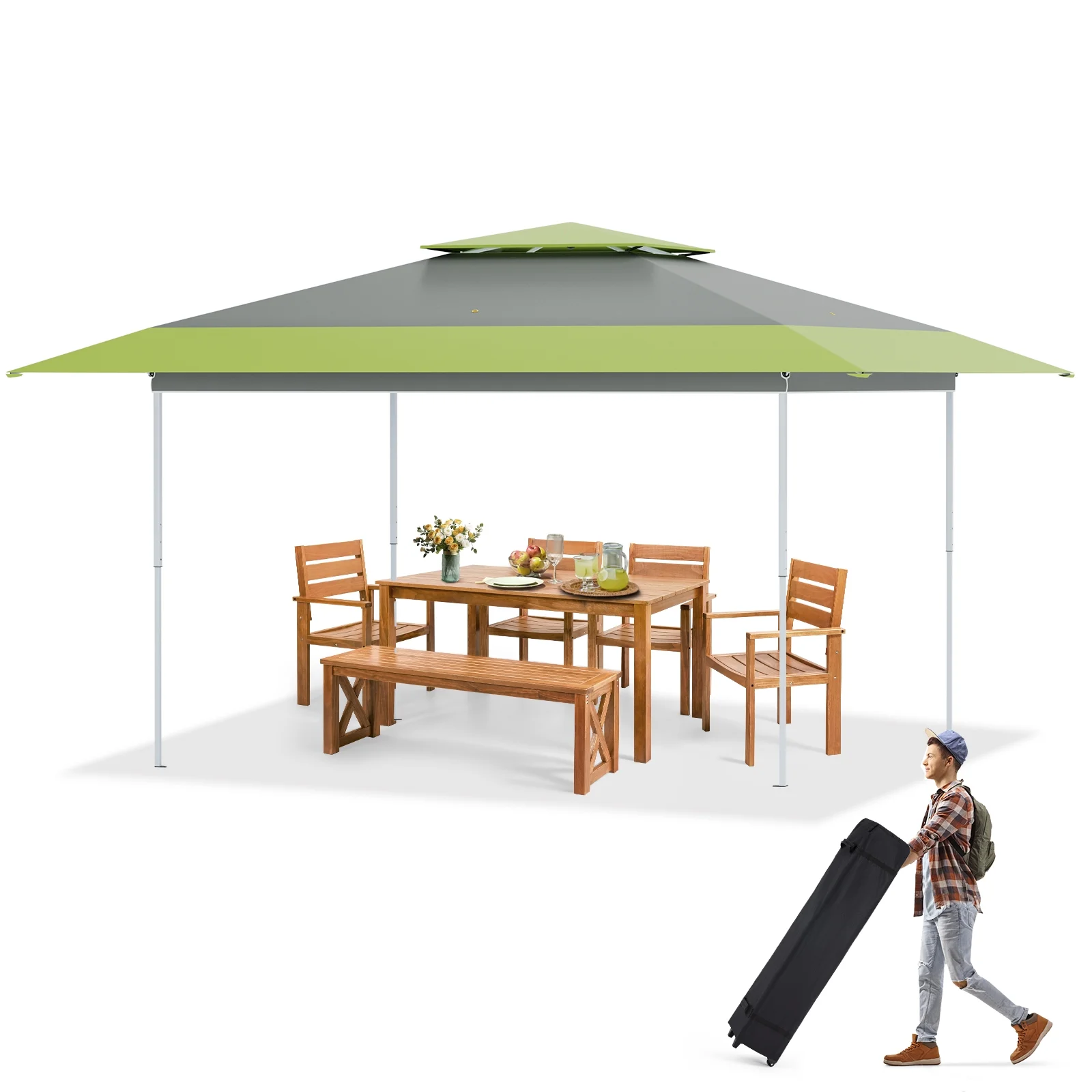 AVAWING 12x12 ft Outdoor Pop-up Canopy Party Tent Easy Setup Patio Wedding Tent, Khaki - Image 74
