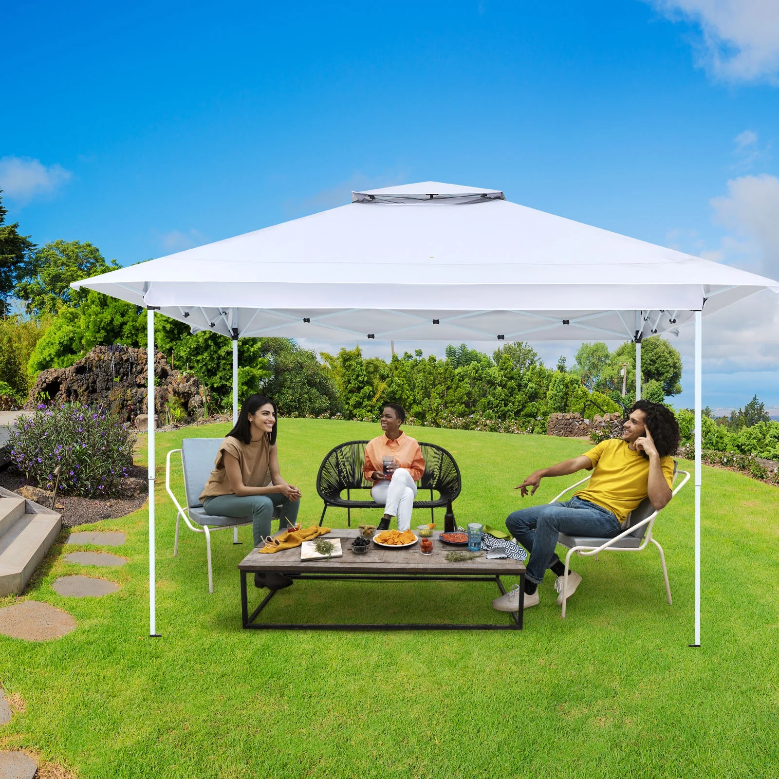 AVAWING 12x12 ft Outdoor Pop-up Canopy Party Tent Easy Setup Patio Wedding Tent, Khaki - Image 21