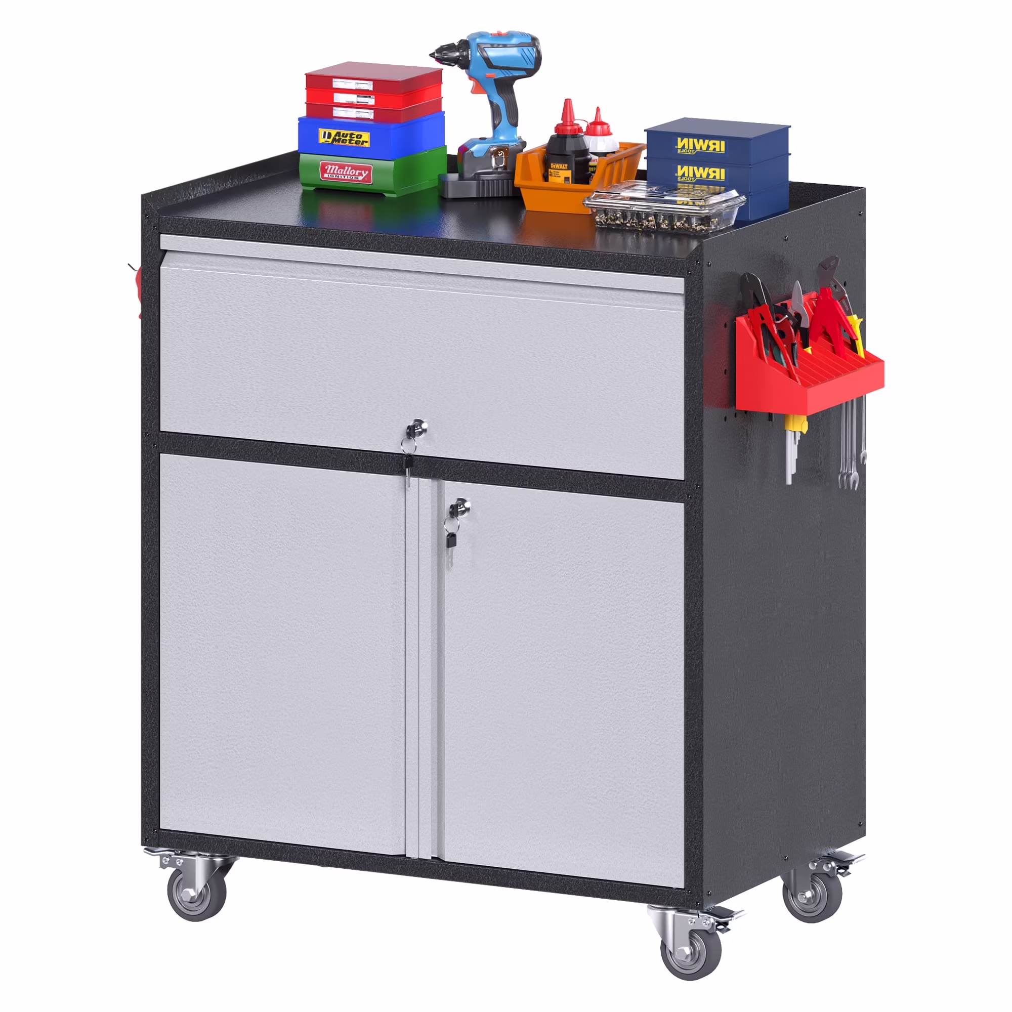 Aobabo Metal Storage Cabinet with Lock,Garage Storage Cabinet with Wheels,72In Steel Storage Cabinet for Garage Home Storage, Black Required-Assembly - Image 18