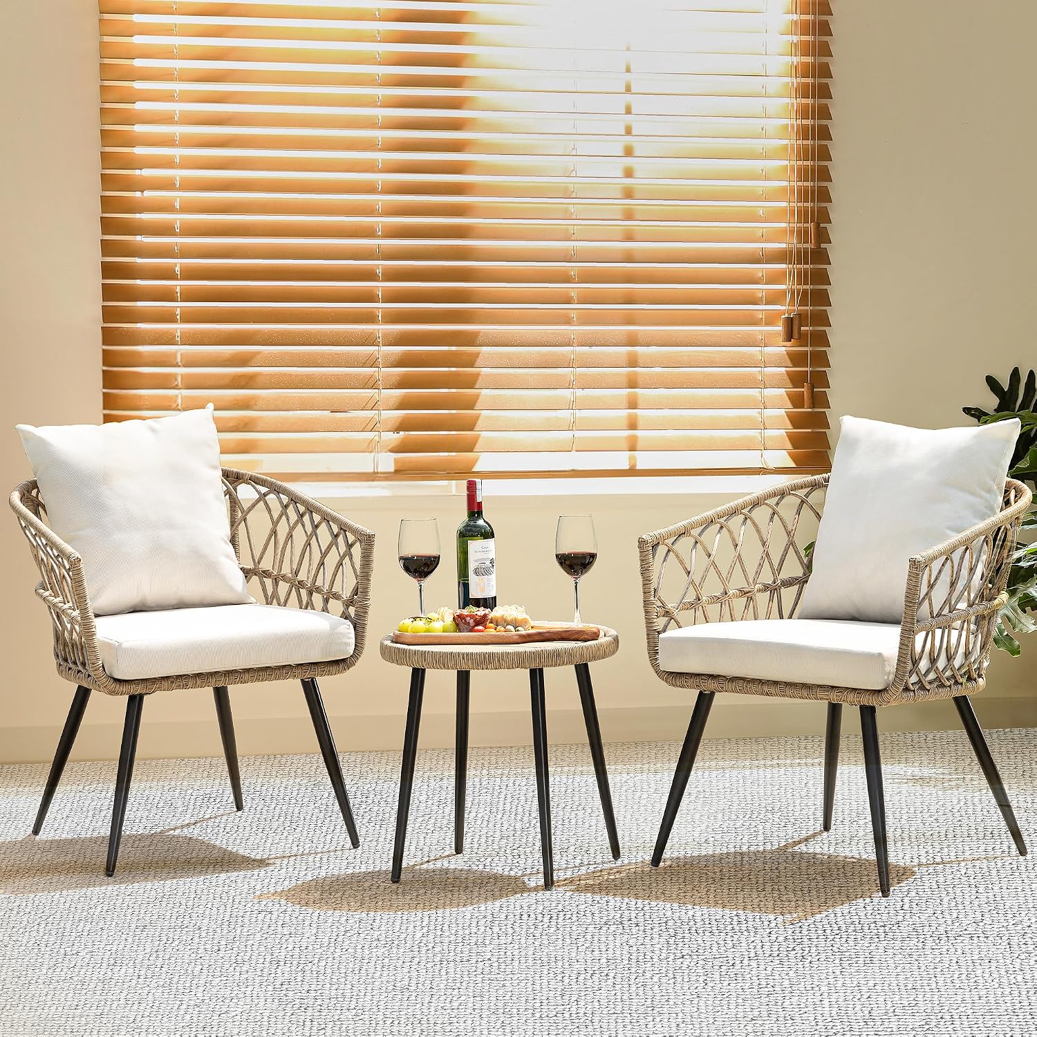 Heavy Duty 400lbs Capacity Patio Bistro Sets, 3 Piece Outdoor Folding Chairs with Cushions and Square Table, FSC-Certified Acacia Wood, Space-Saving Design for Balcony, Garden and Porch - Image 11