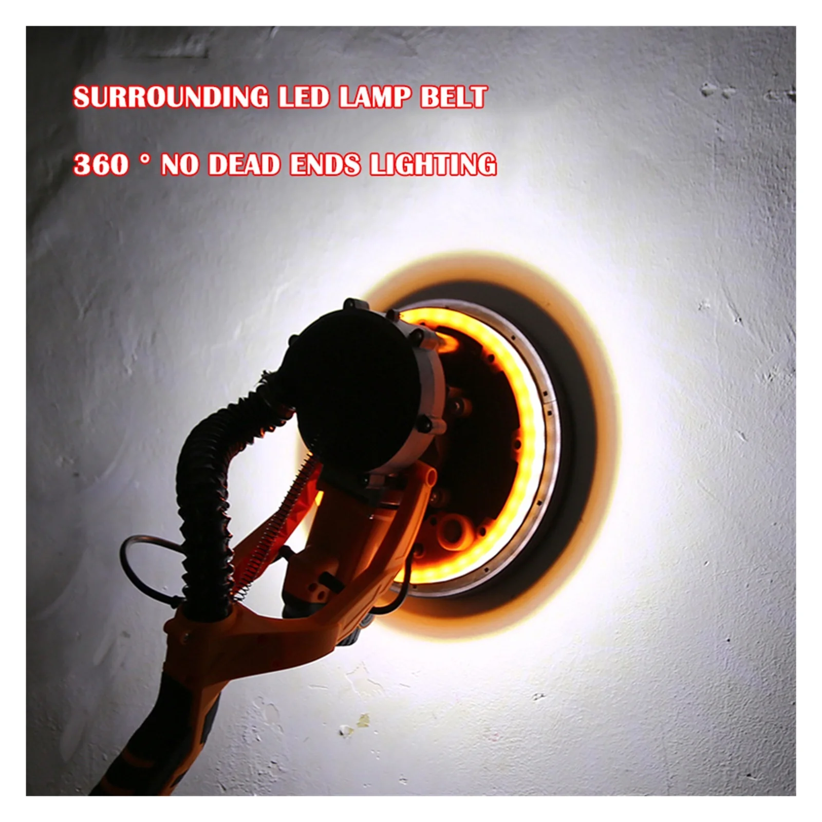 9-inch Electric Drywall Sander 225MM Wall Grinding Machine Putty Dustless Self -vacuum LED Long Rod Polishing Sand Paper Machine ,Low Vibration - Image 6