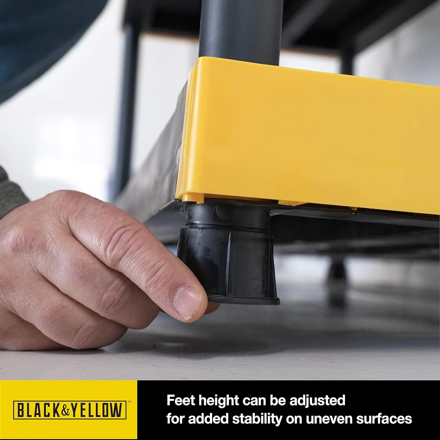 MMZP Black & Yellow?, 4-Tier Heavy Duty Plastic Storage Shelving Unit, 200lbs/shelf (55-H x 48-W x 20-D), for Indoor/Outdoor Organization, Modular Rack - Image 4