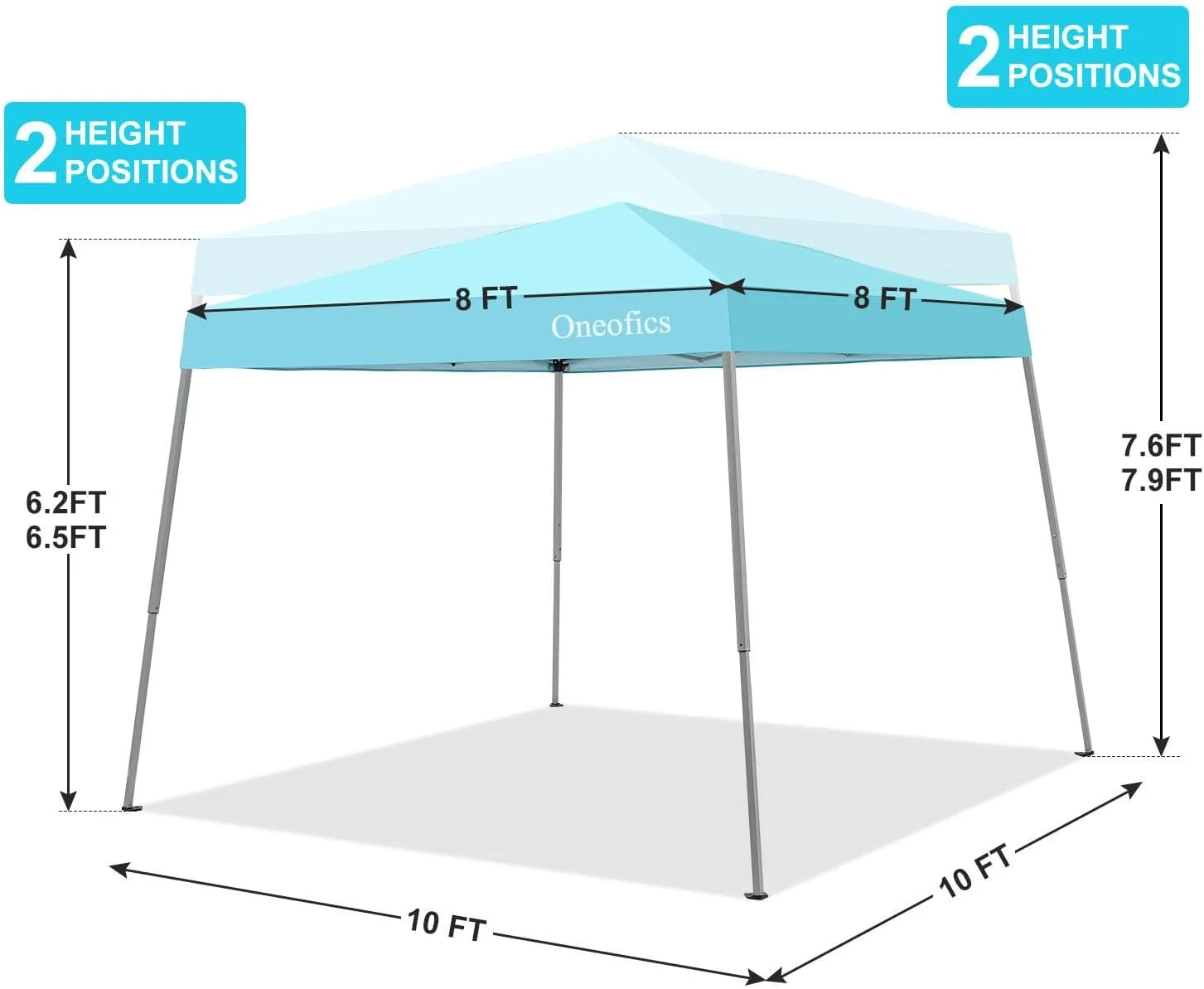 Canopy Tent, 10X10 FT Pop Up Canopy Outdoor Instant Tent Slant Legs with Carrying Bag, Portable Gazebo Shelter for Patio Deck Garden and Beach - 8X8 FT Canopy Cover (Dark Blue) - Image 18
