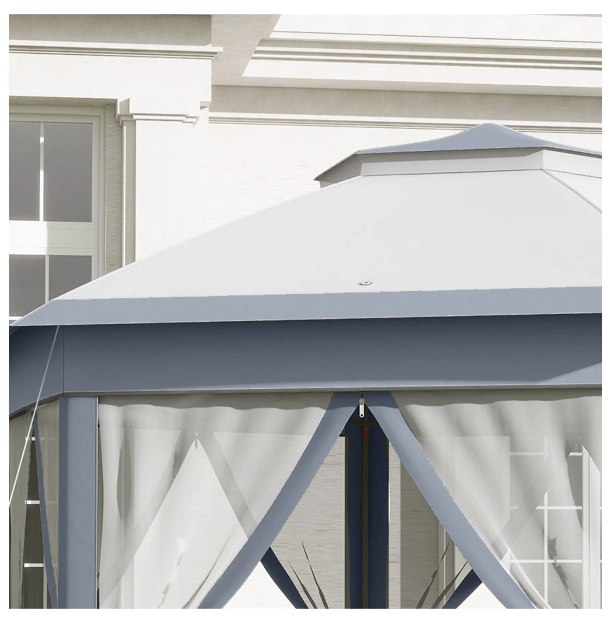 SAZYY 13'x13' Pop Up Gazebo Hexagonal Canopy Shelter with 6 Zippered Mesh Netting for Patio Backyard Garden Wedding Party - Image 7