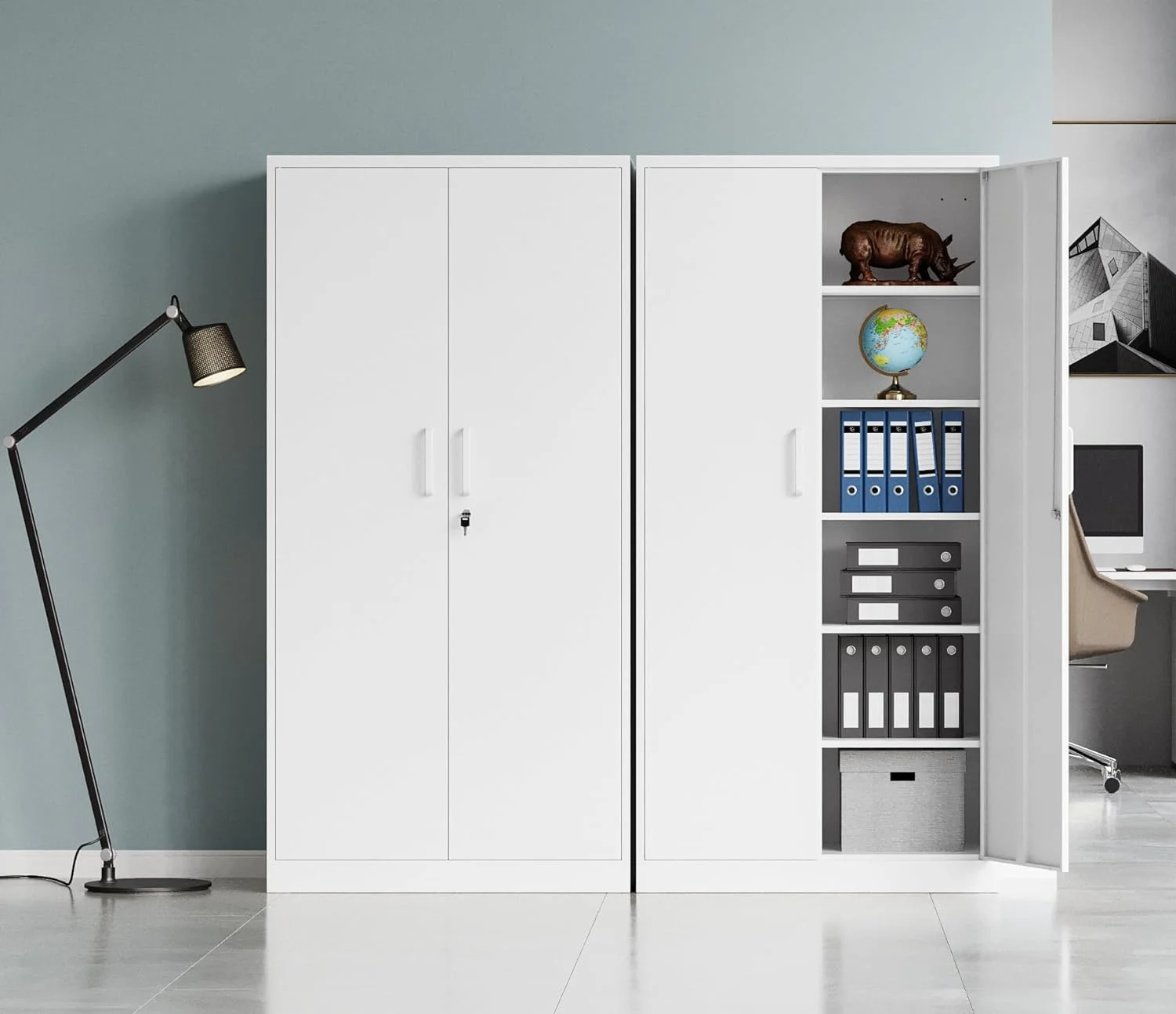MIIIKO Metal Storage Cabinet with Locking Doors, Black Garage Lockable Steel Cabinets with 4 Doors and 5 Shelves for Home, Garage, Pantry Workshop Warehouse - Image 23