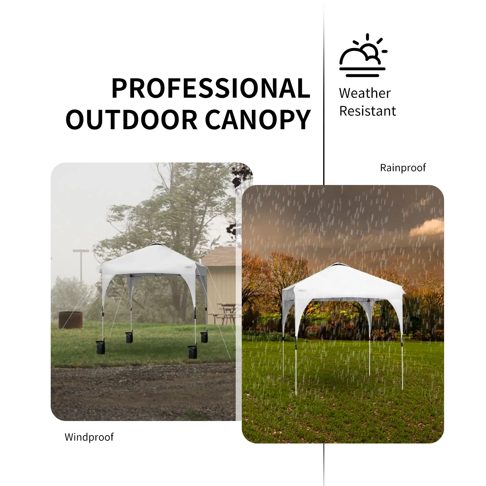 Patiojoy Pop-up Canopy Tent 6.6' x 6.6' Height Adjustable Commercial Instant Canopy w/ Portable Roller Bag White - Image 10