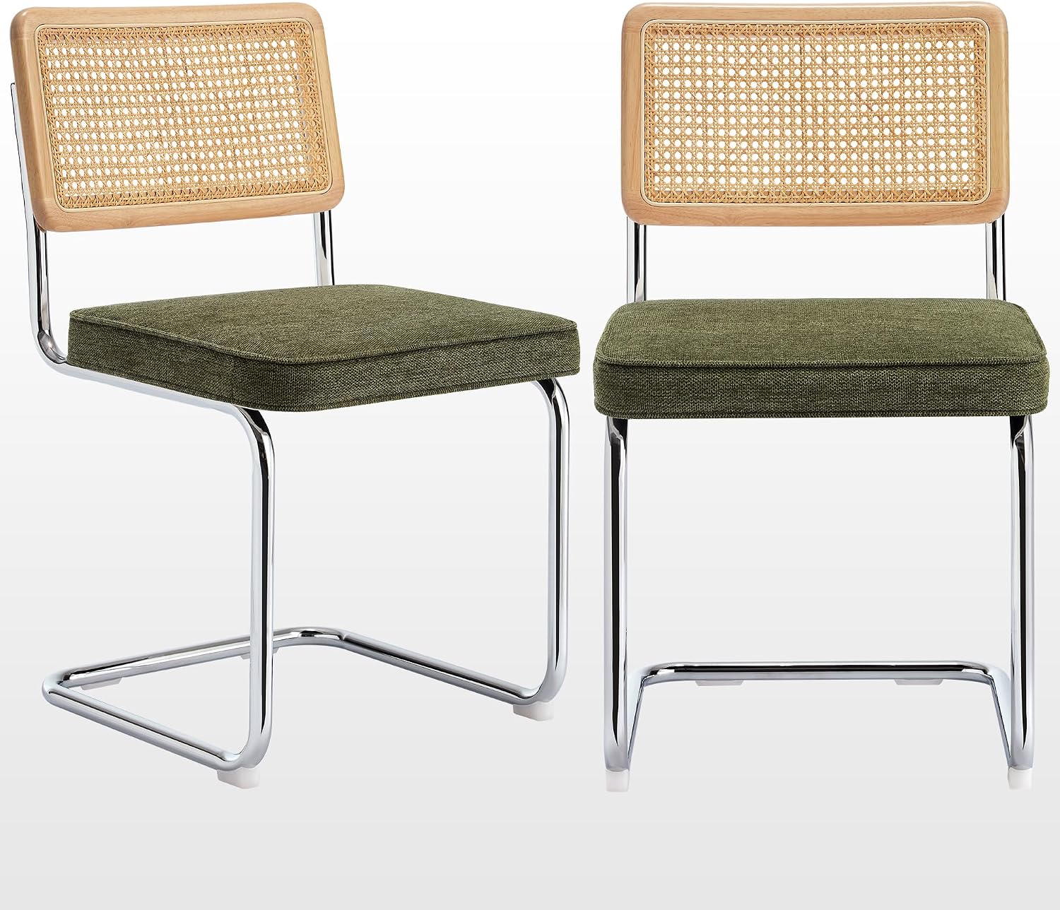 Natural Rattan Dining Chairs Set of 2, Modern Cesca Kitchen Chair - Image 9