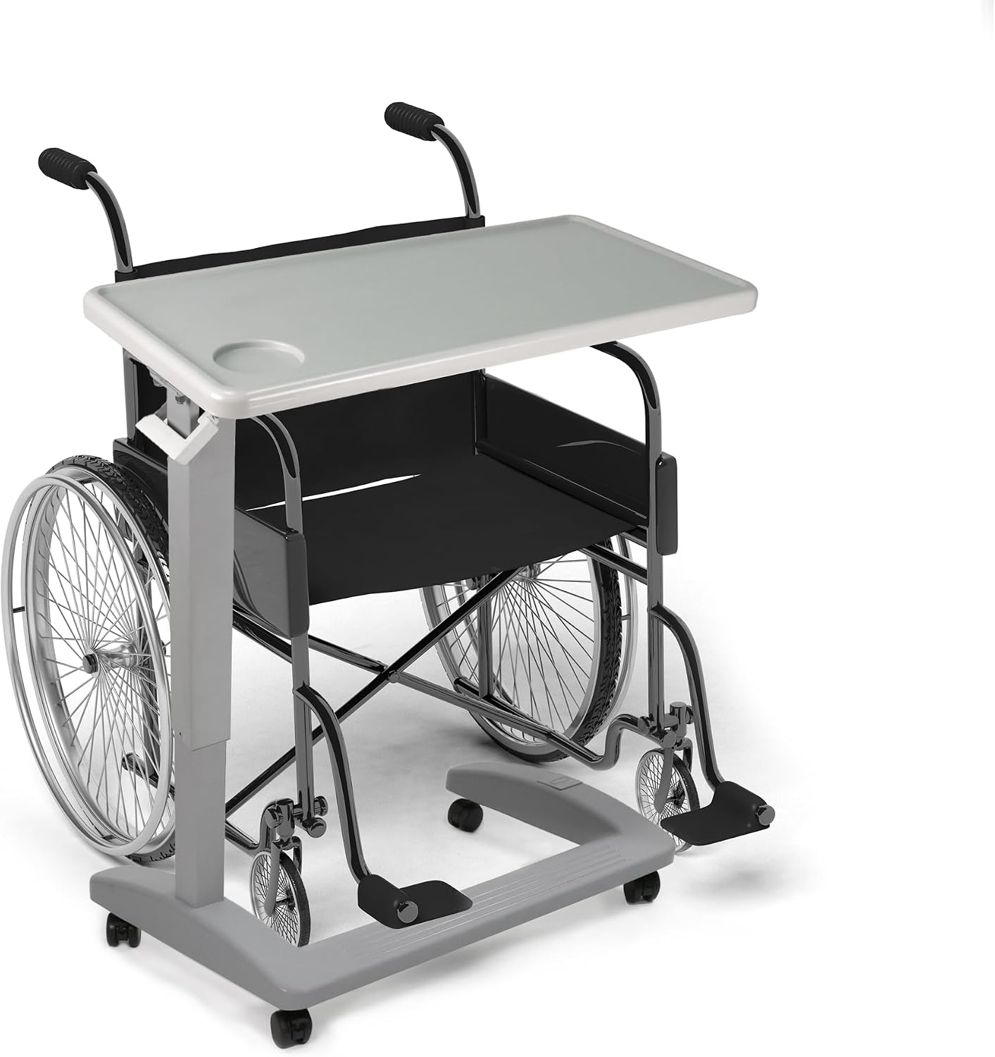 FSA/HSA Eligible Medical Adjustable Overbed Exam Bedside Table with Wheels, Hospital and Home Use, Light Gray - Image 9