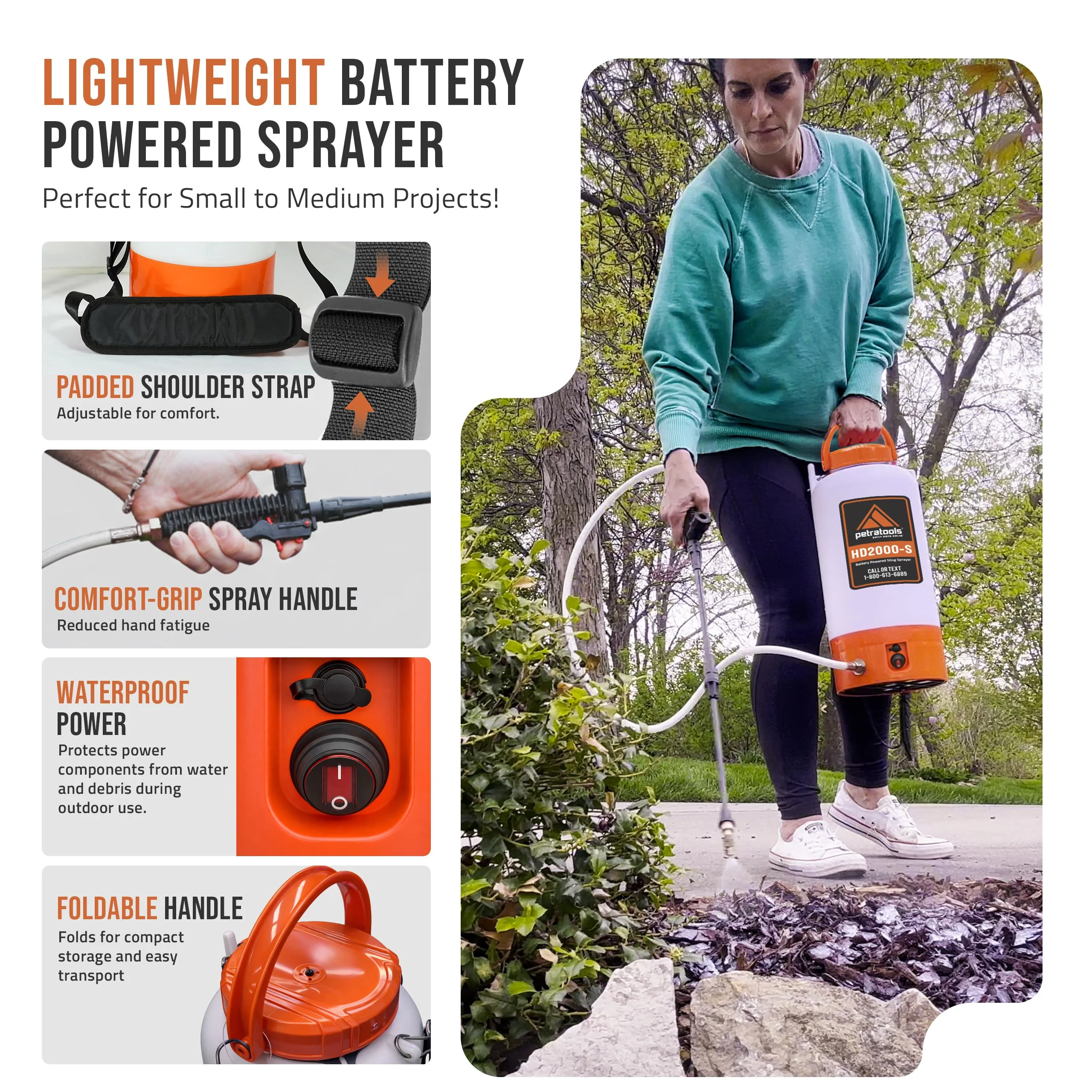 2 Gallon Battery Powered Sprayer, Rechargeable Cordless Electric Pump Sprayer for Garden, Lawn and Outdoor Use - Image 5