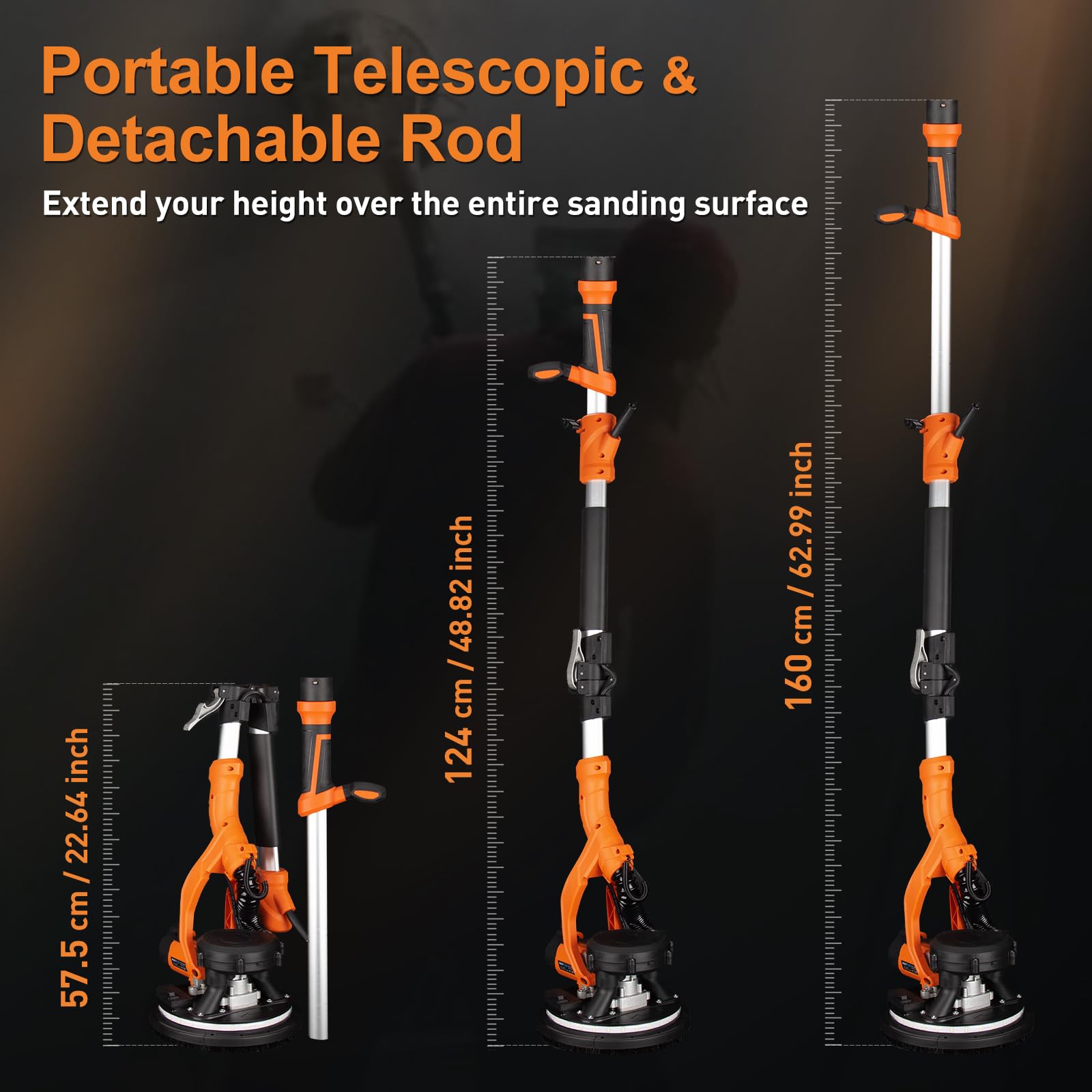 1000W Drywall Sander, Electric Wall and Ceiling Sanding Tool for Popcorn Texture Removal - Image 2