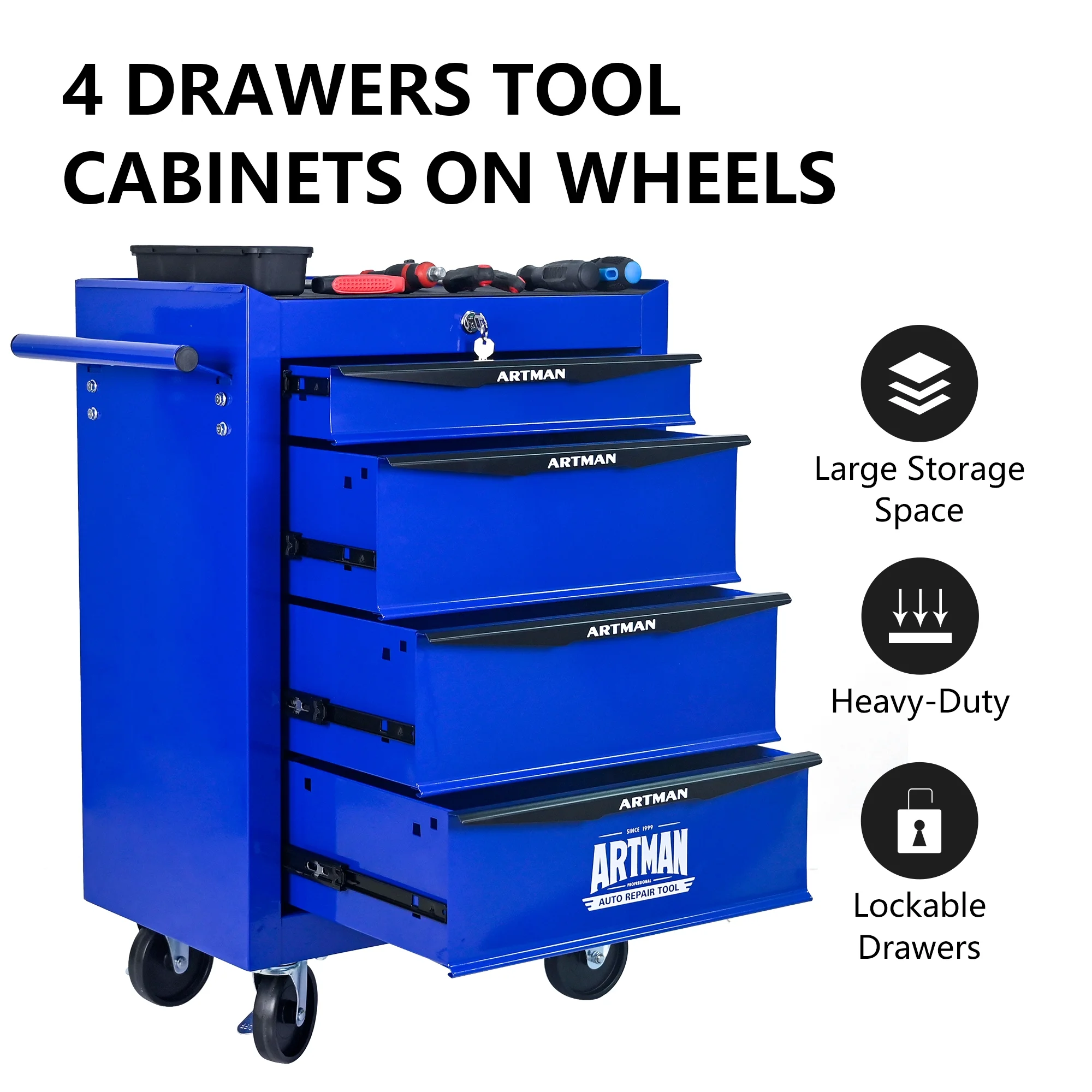 ARTMAN 20" 6-Drawer Tool Chest Cabinet with Ball Bearing Drawer Slides, Steel Tool Storage Box Organizer for Garage Workshop Repair Shop - Image 34