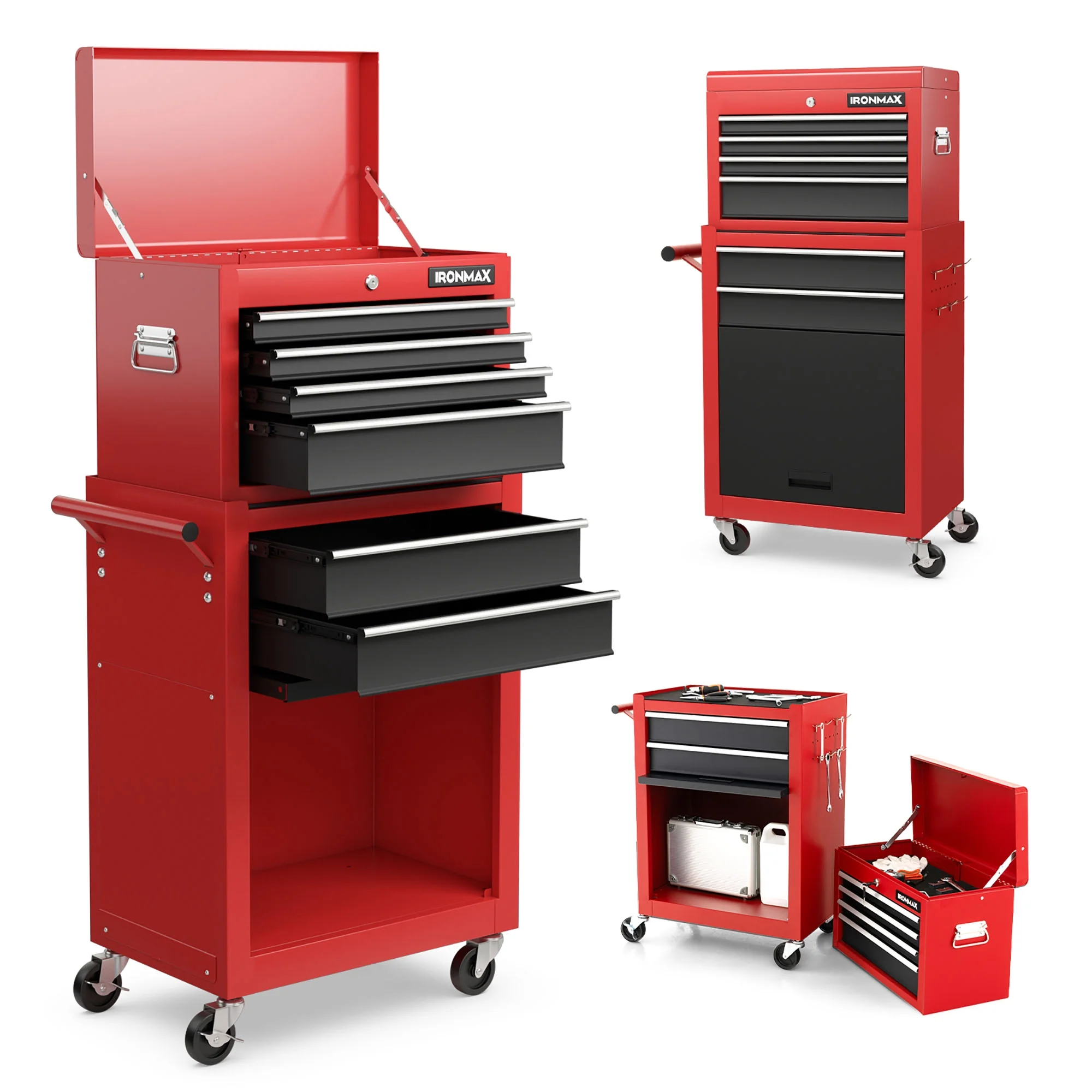 Gymax 6-Drawer Rolling Tool Chest Lockable Tool Box and Storage Cabinet Garage Workshop - Image 2