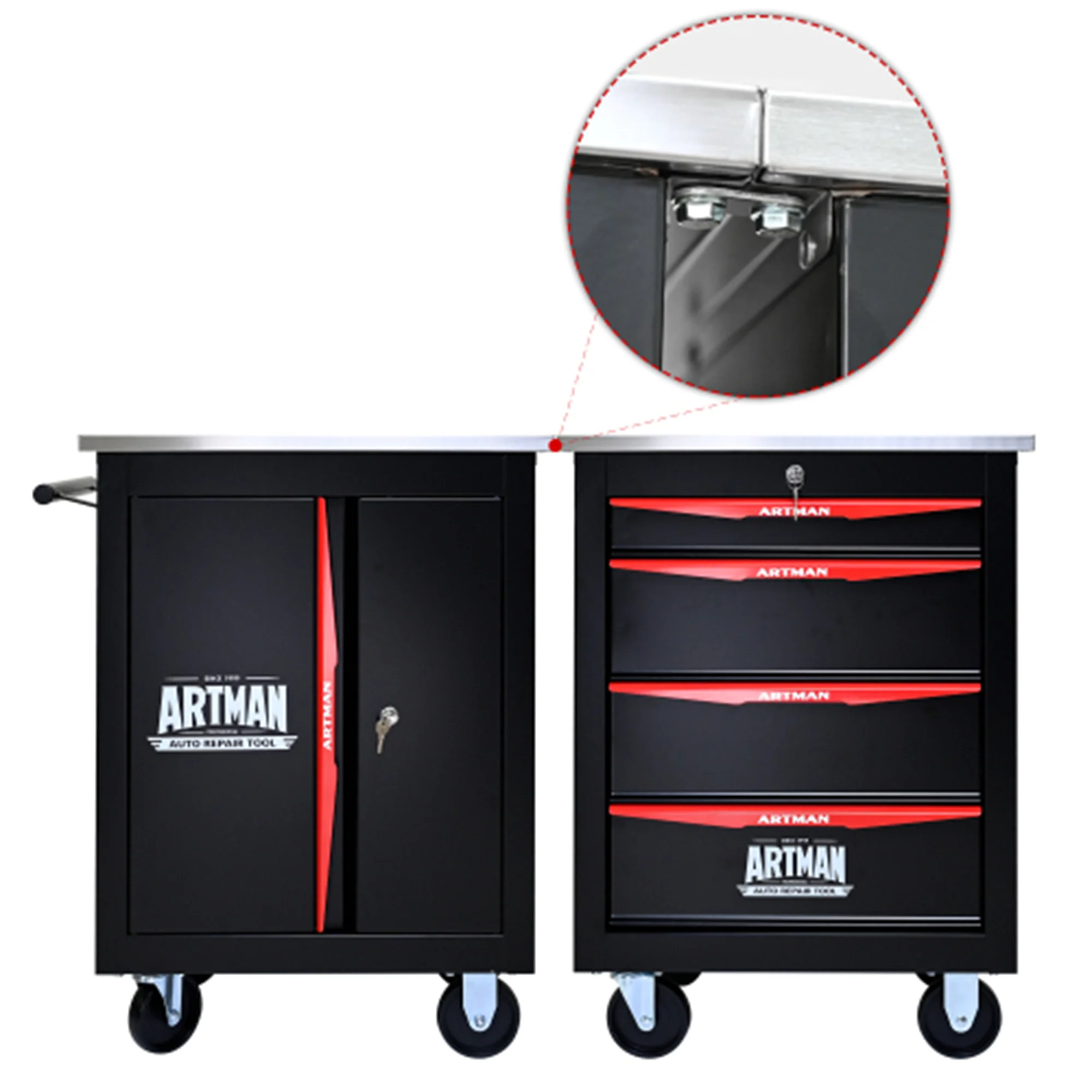 ARTMAN 6 Drawers Metal Rolling Storage Tool Chest Cabinet Cart with Wheels,with Key Locking and Parking Brake, Tool Box for Garage Workshop Warehouse - Image 37