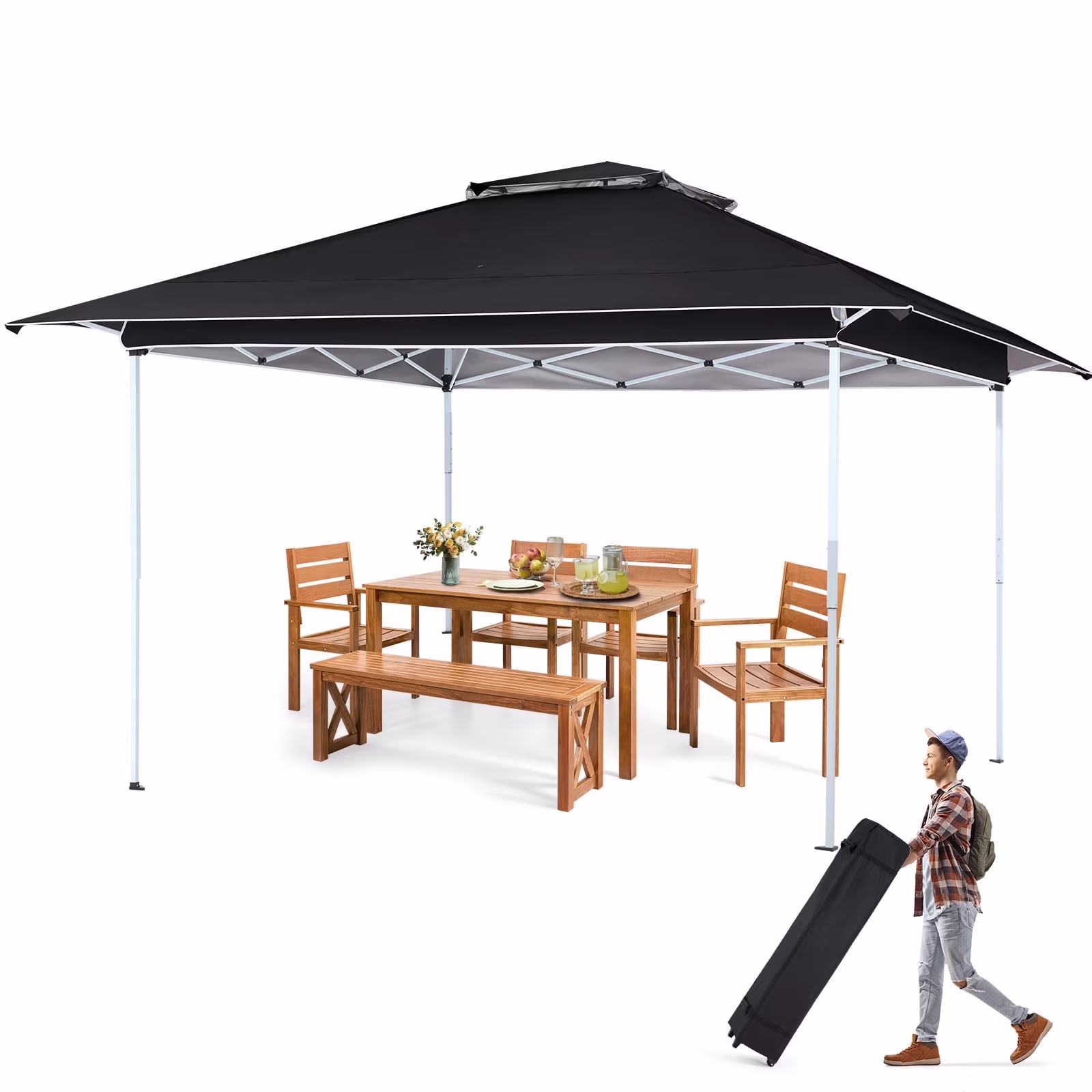 AVAWING 12x12 ft Outdoor Pop-up Canopy Party Tent Easy Setup Patio Wedding Tent, Khaki - Image 20