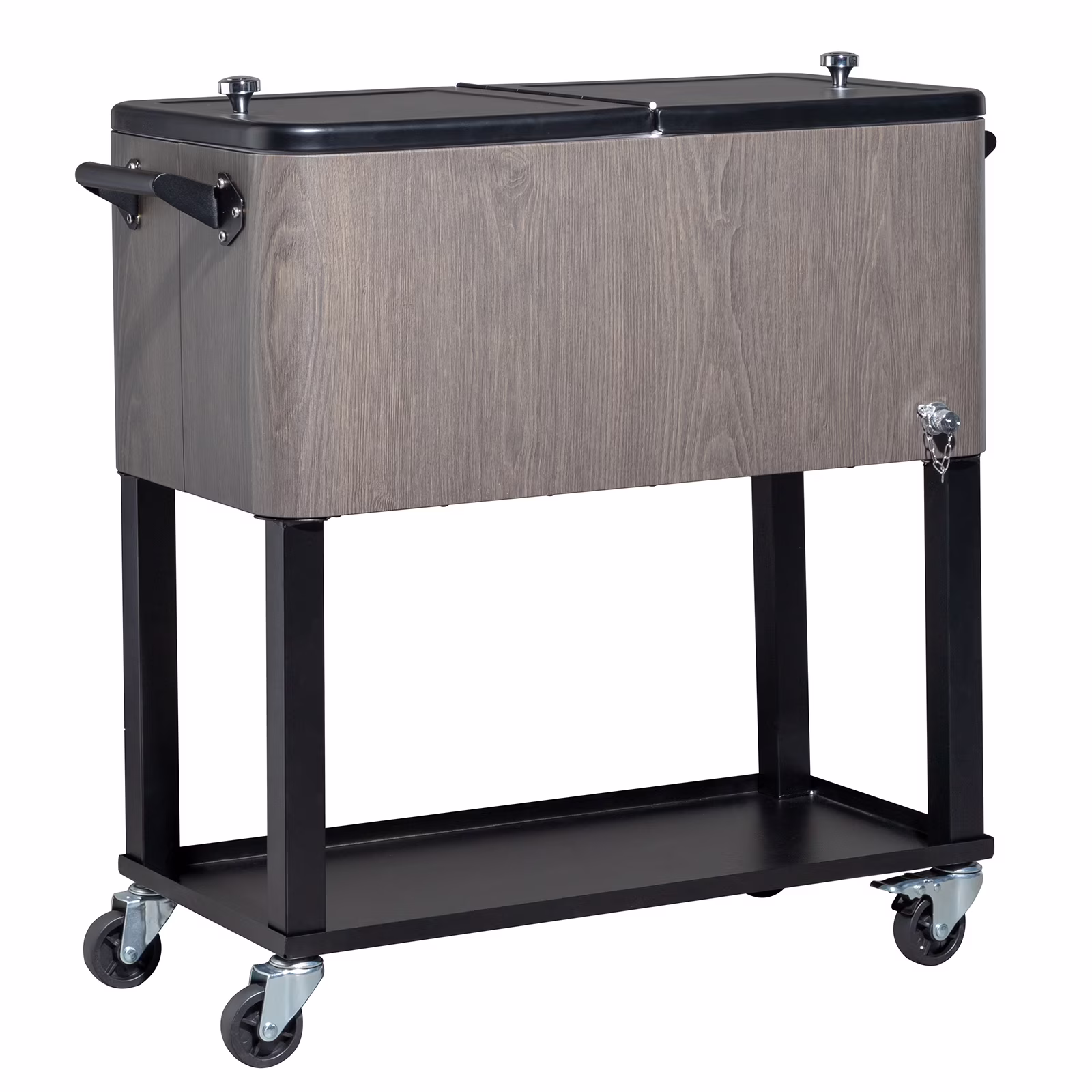 EasingRoom Iron Spray Plastic Patio Cooler Cart with Tray Cooler with Shelf Green - Image 5