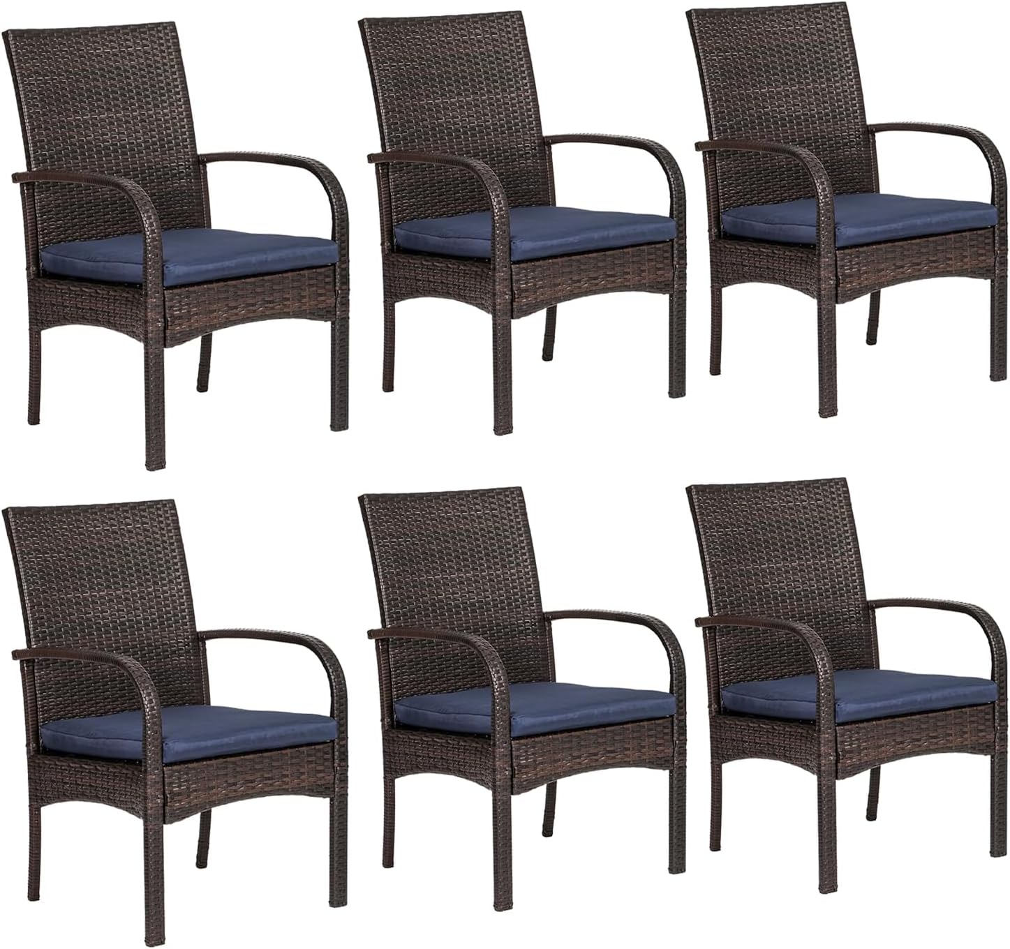 Outdoor Wicker Patio Dining Chairs with Padded Cushions Set of 2: Porch Rattan Chairs Club Chairs with High Back and Deep Seating 350lbs, Brown - Image 4