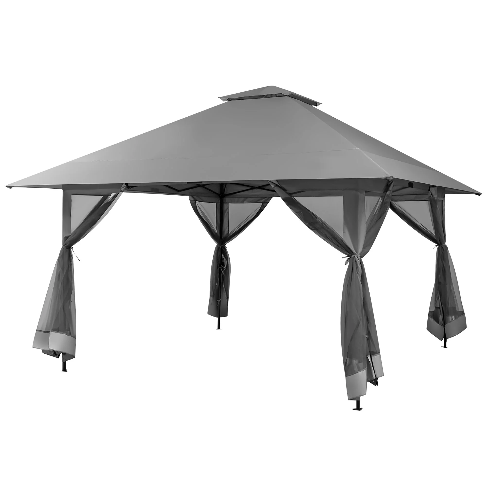 Costway 13x13ft Pop-up Instant Canopy Tent Mesh Sidewall UV50+ Adjust Outdoor Patio Khaki - Image 21