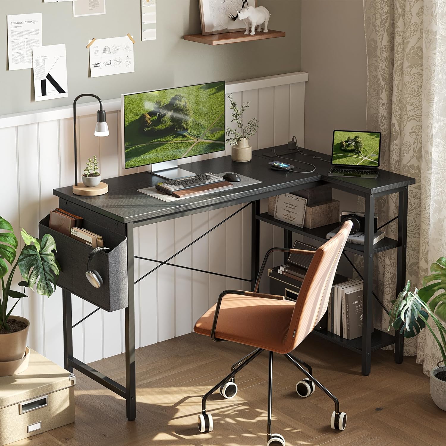 40 Inch L Shaped Computer Desk, Compact Corner Office Desk for Home Office, Study and Small Spaces - Image 2