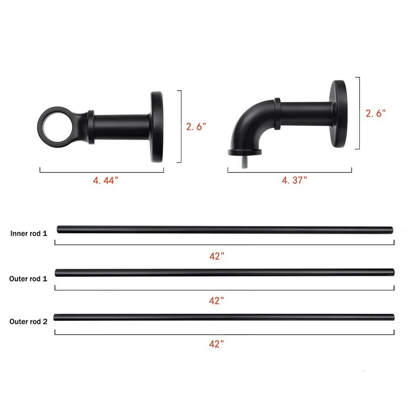 1 Inch Industrial Curtain Rods for Windows, Blackout Wrap-Around Rods, Rustic Matte Black - Image 20