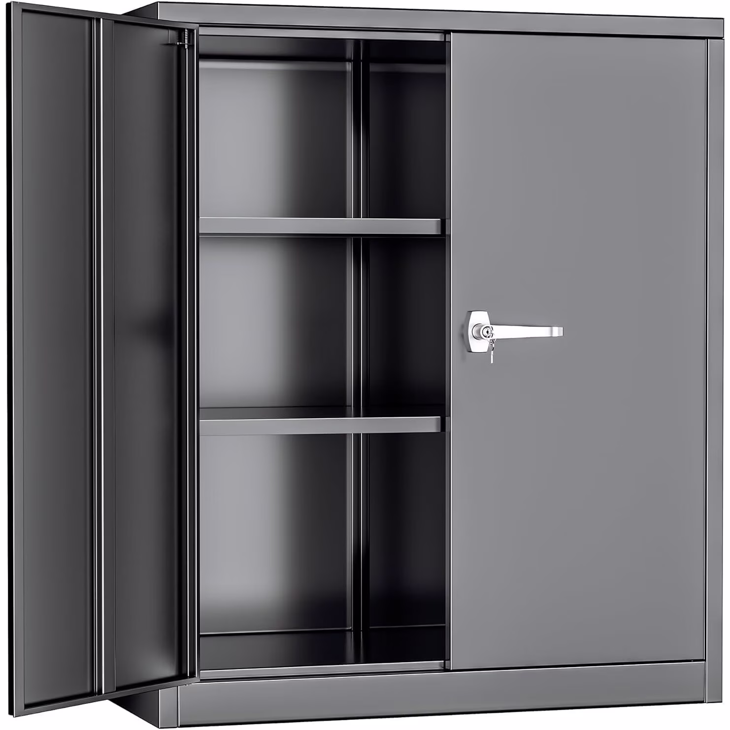 36" Metal Garage Storage Cabinet with 2 Locking Doors and 2 Adjustable Shelves Grey - Image 7