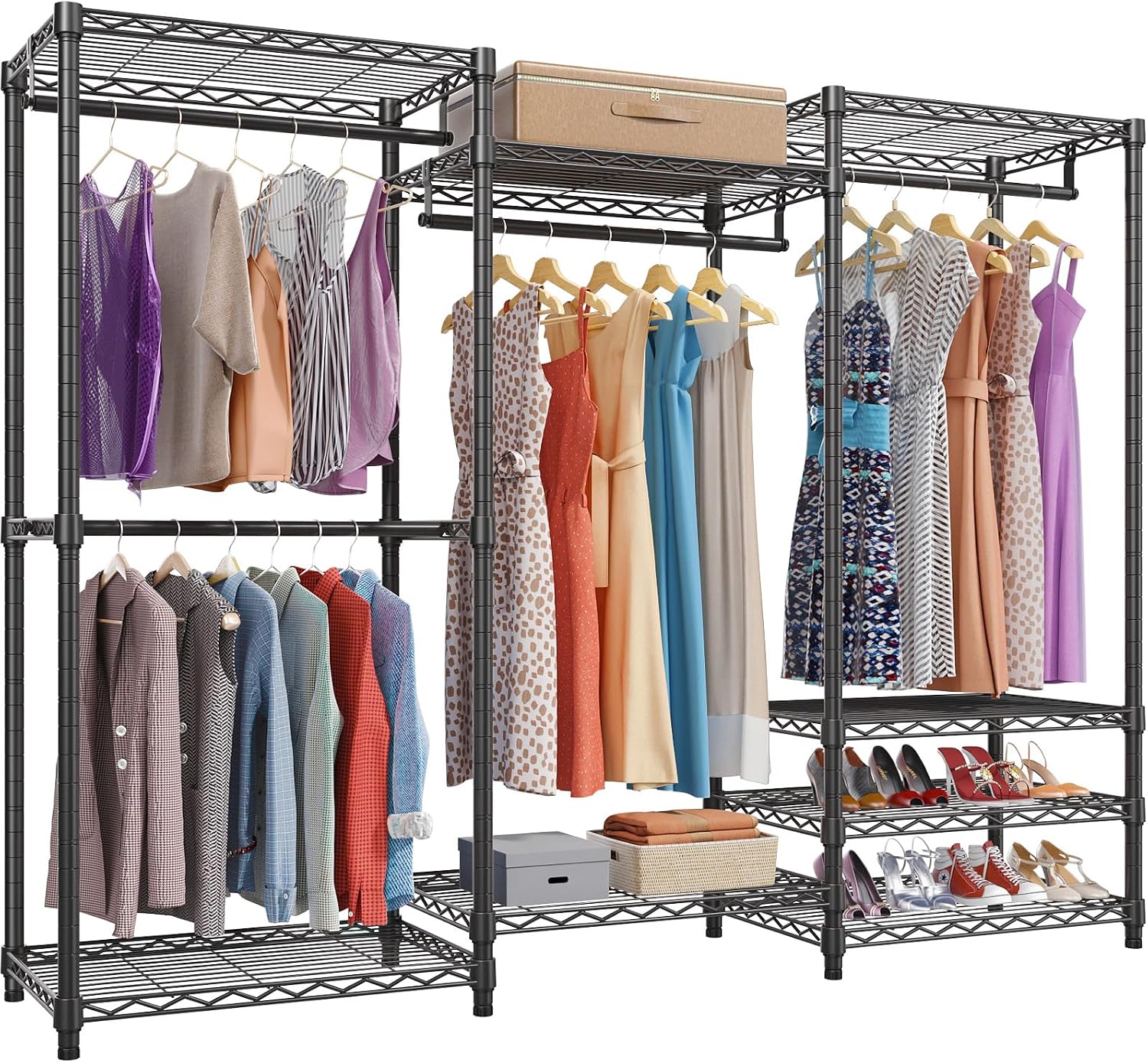 V5 Heavy Duty Clothes Rack, Freestanding Modular Closet System, Black - Image 8