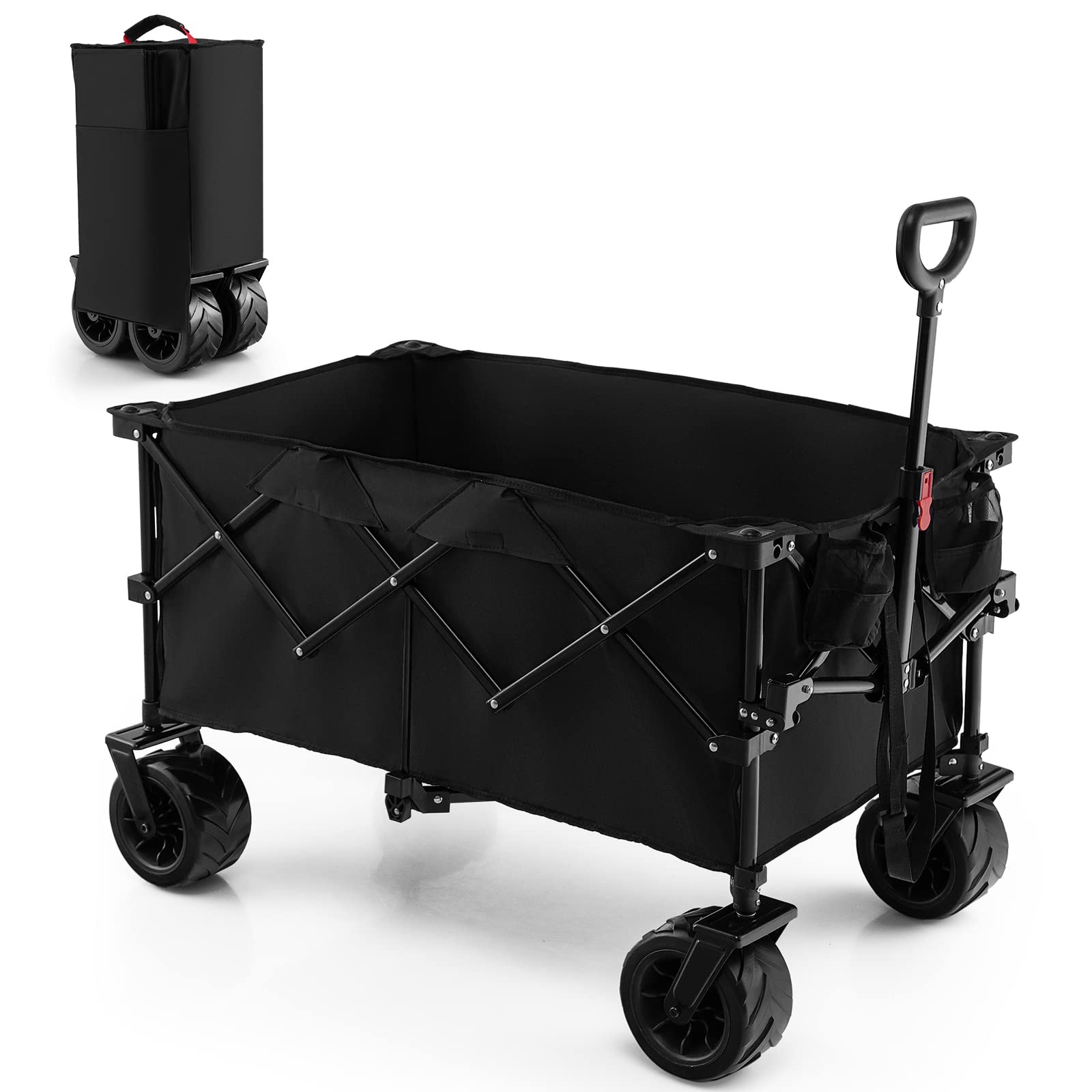 Collapsible Folding Wagon – Heavy Duty Utility Cart with Adjustable Handle - Image 3