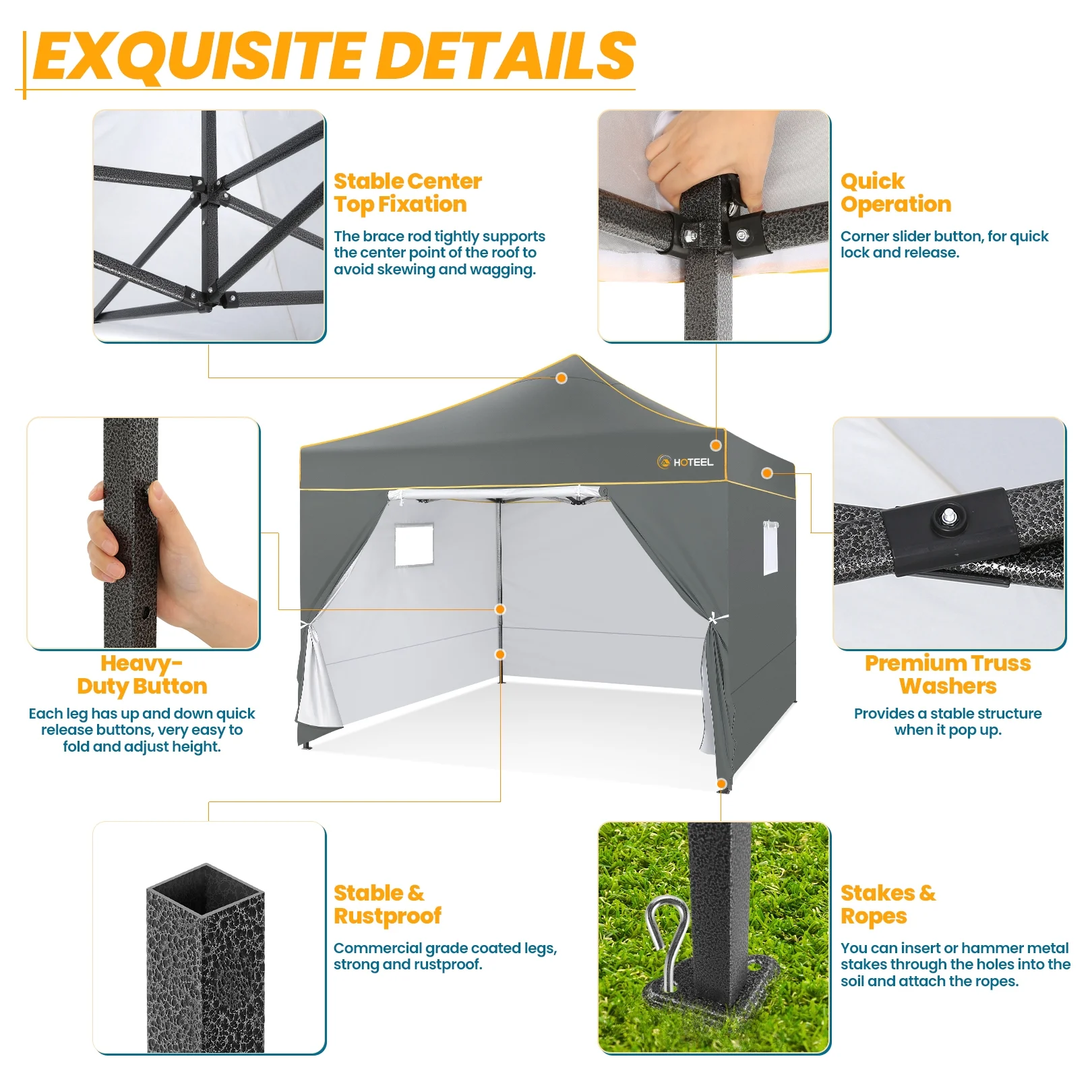 SANOPY 10'x10' Pop up Canopy Tent Anti-UV Waterproof Outdoor Gazebo Instant Party Wedding Backyard Canopy Tent Shade Shelter for Backyard, Patio, Parties,Khaki - Image 46