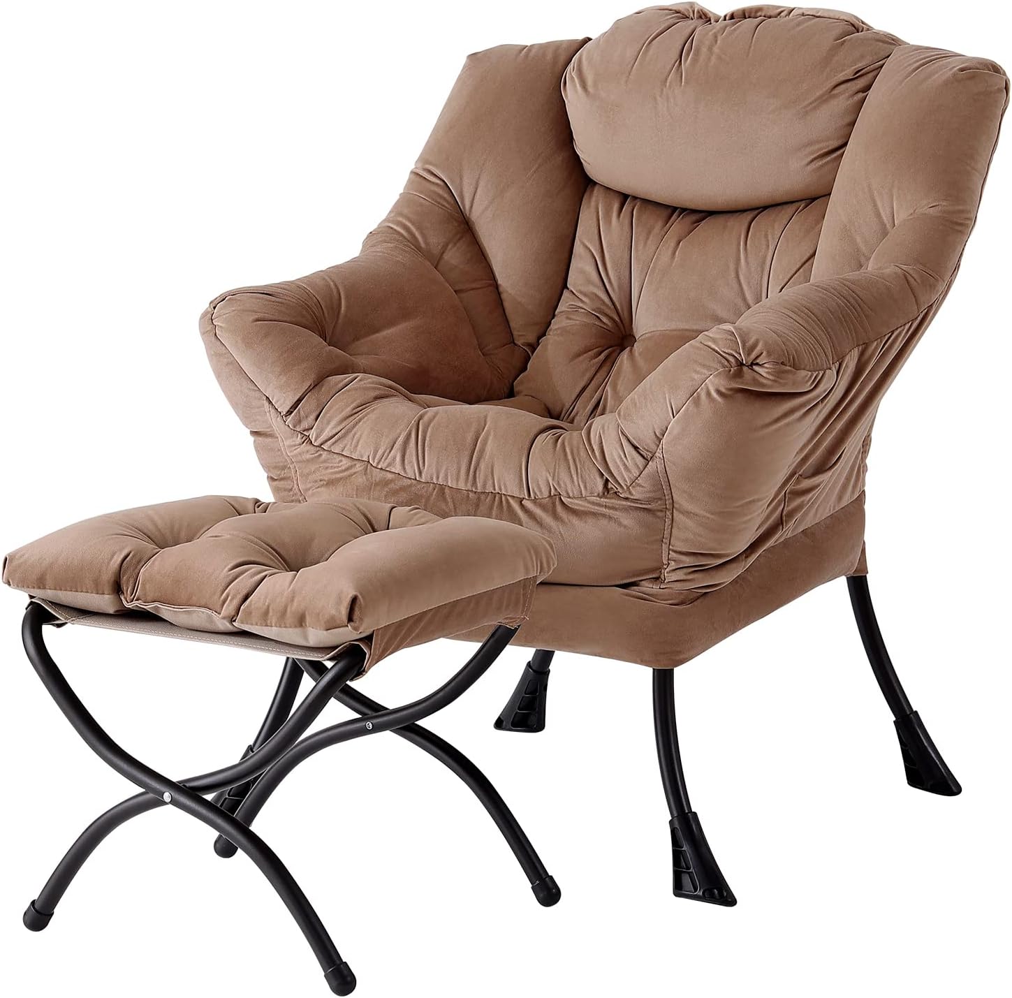 Lazy Chair with Ottoman, Reading Chair with Footrest, Jet Black - Image 13