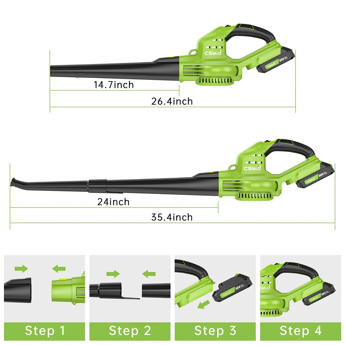 Leaf Blower, 20V Cordless Leaf Blower with 2 X 2.0 Ah Battery & Charger, Electric Leaf Blower for Lawn Care, 2 Speed Mode, 320CFM 165MPH Battery Powered Leaf Blower for Patio, Garden Cleaning - Image 6