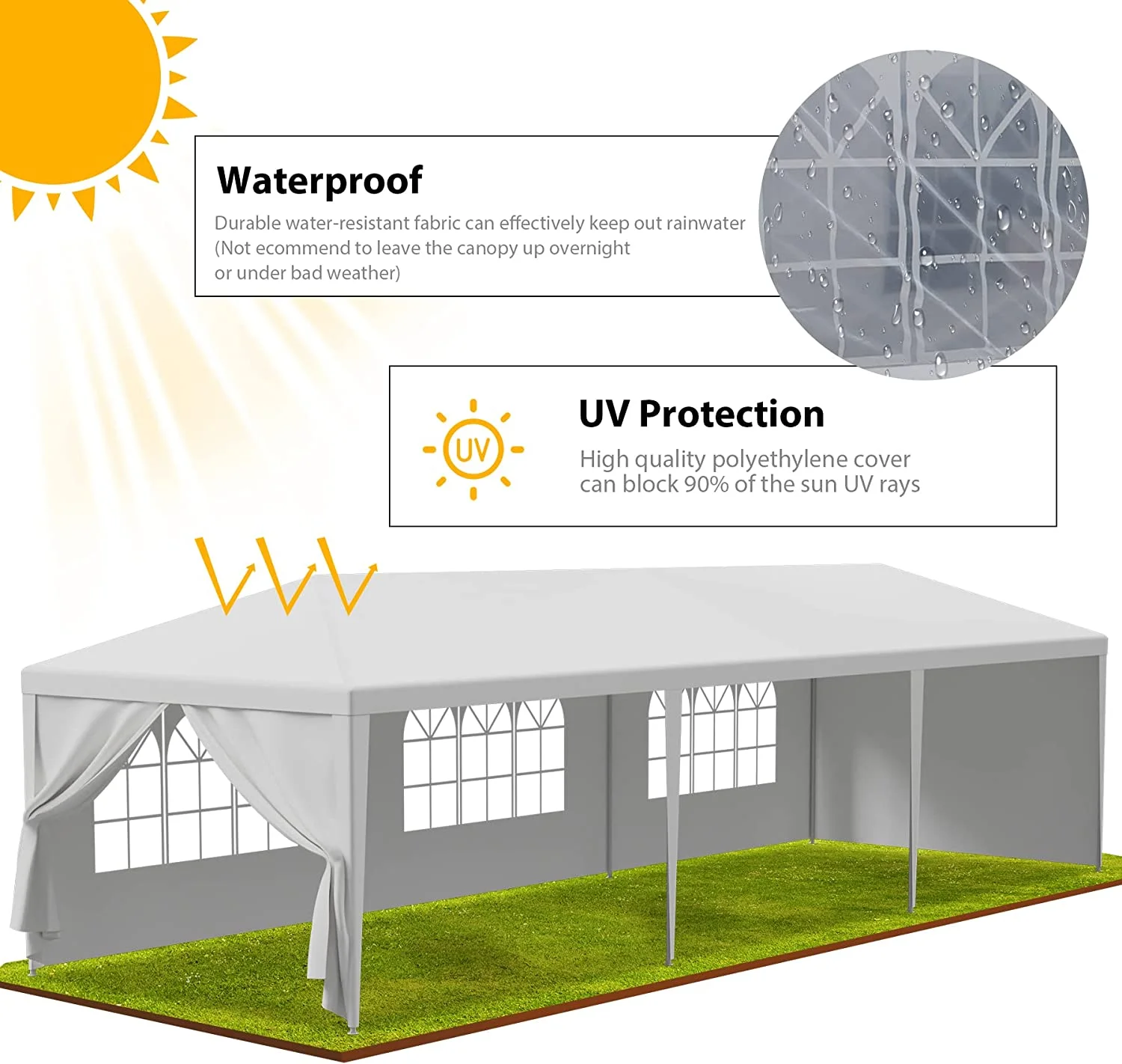 SLSRFD 10'x30' Outdoor Canopy Tent Patio Camping Gazebo Shelter Pavilion Cater Party Wedding BBQ Events Tent w/Removable Sidewalls - Image 3