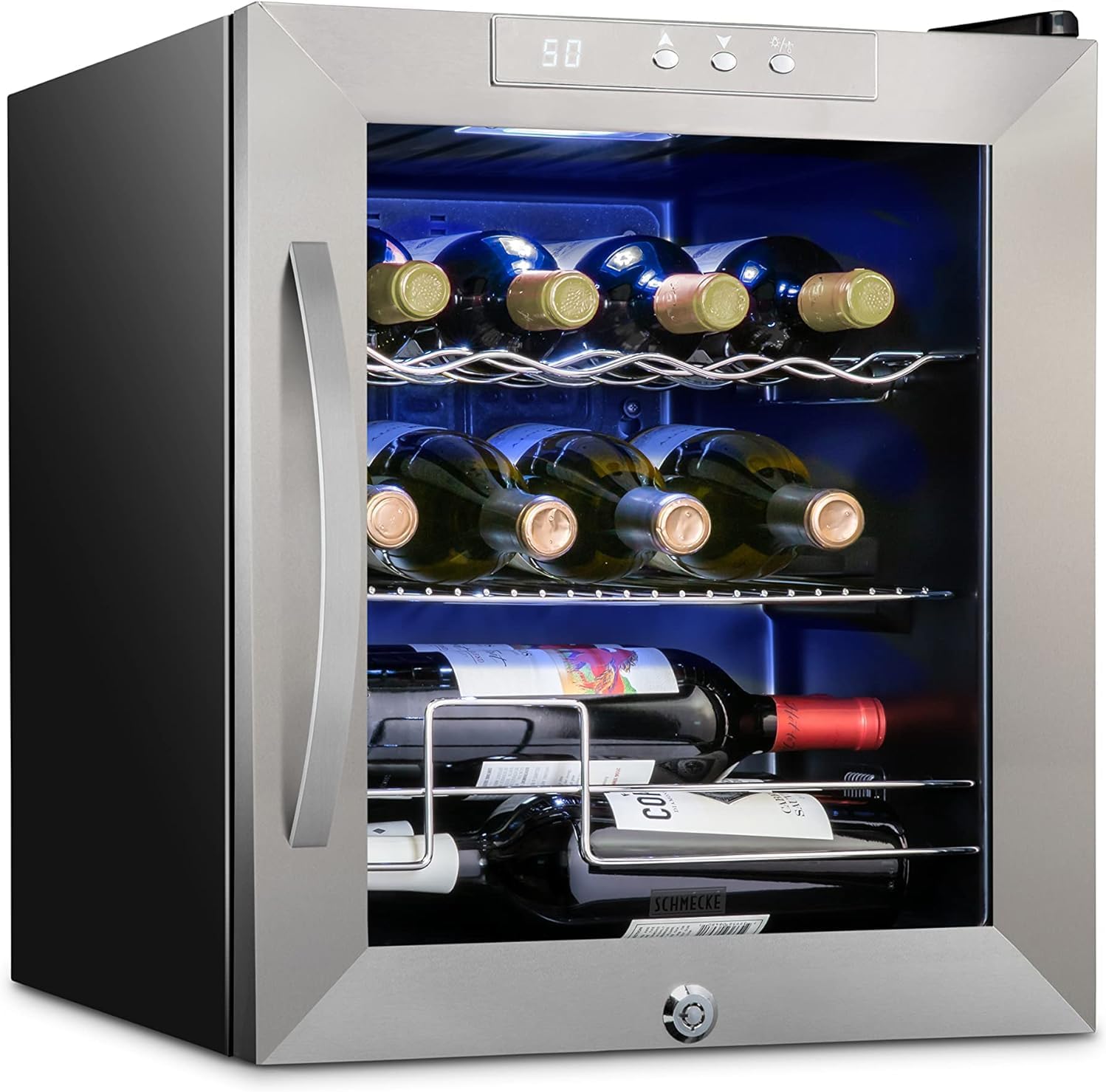 12 Bottle Compressor Wine Cooler Refrigerator w/ Lock | Large Freestanding Wine Cellar | 41F-64F Digital Temperature Control Wine Fridge for Red, White, Champagne or Sparkling Wine - Black - Image 12