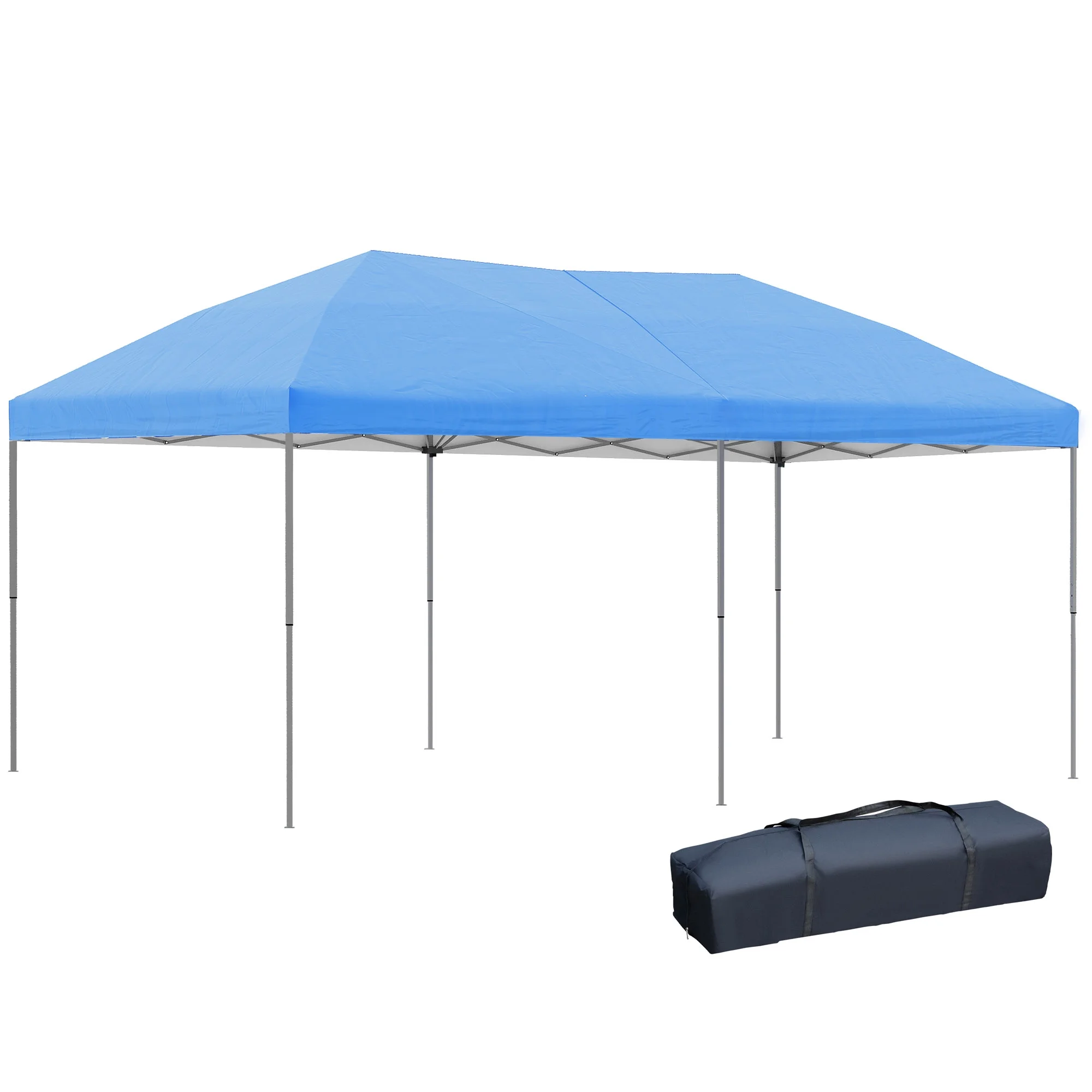 Outsunny 10' x 19' Pop Up Canopy with Easy Up Steel Frame, 3-Level Adjustable Height and Carrying Bag, Sun Shade Event Party Tent for Patio, Backyard, Garden, Blue - Image 2