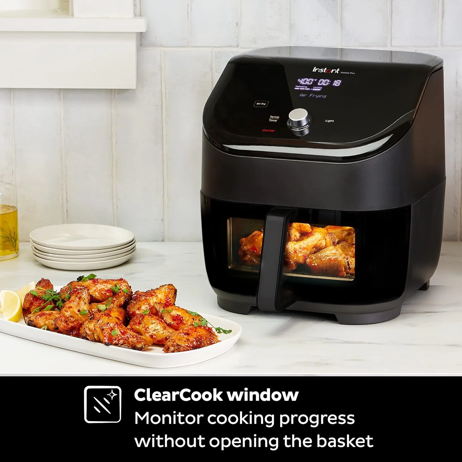 6QT Air Fryer, Clear Windows, Custom Program Options, 6-in-1 Functions, Crisps, Broils, Roasts, Dehydrates, Bakes, Reheats, from the, Black - Image 4