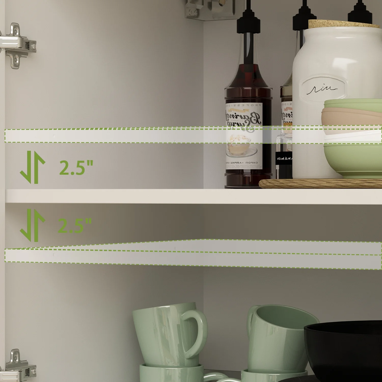 KULAGAGA Kitchen Cabinet with Wall Mounted Hutch, Sideboard Storage Cupboard with Drawers for Home, White - Image 5