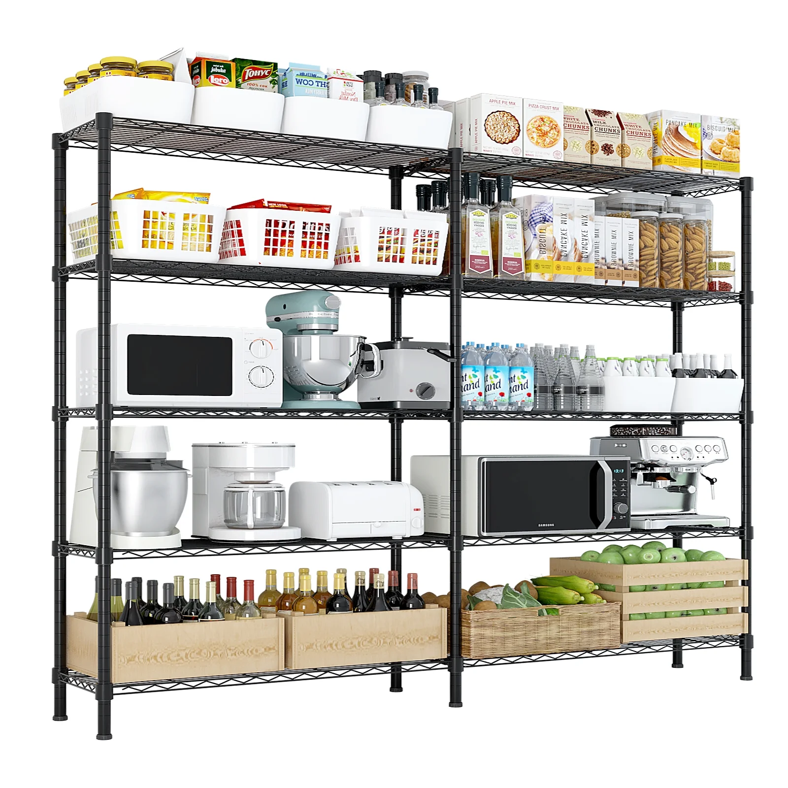 Zimtown Heavy Duty Storage Shelves, 63"W Wire Shelving Unit, Adjustable 4 Tier Metal Shelves Organizer Silver for Pantry Kitchen Basement, 1500 lbs Capacity - Image 24