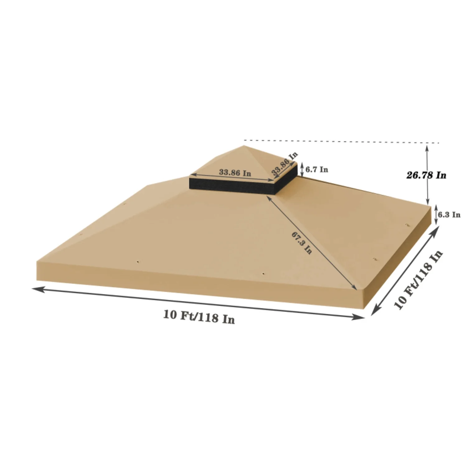 10x10 Ft Outdoor Patio Replacement Canopy Double Tiered Gazebo Tent Roof Top Cover Only Frame Not Include UV Protection Fade Resistant - Image 11