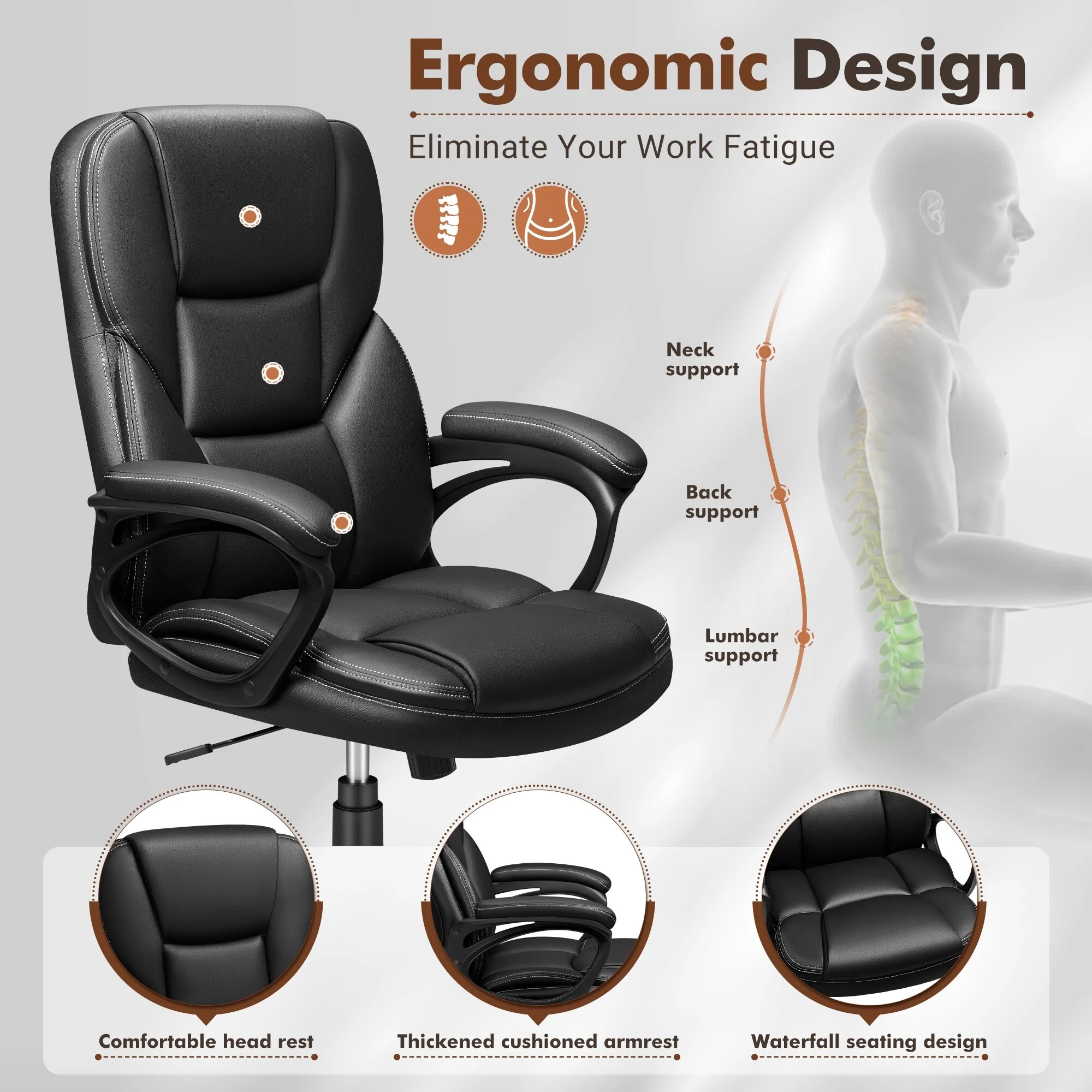 High Back Executive Office Chair, Ergonomic Computer Desk Chair for Home and Office - Image 24