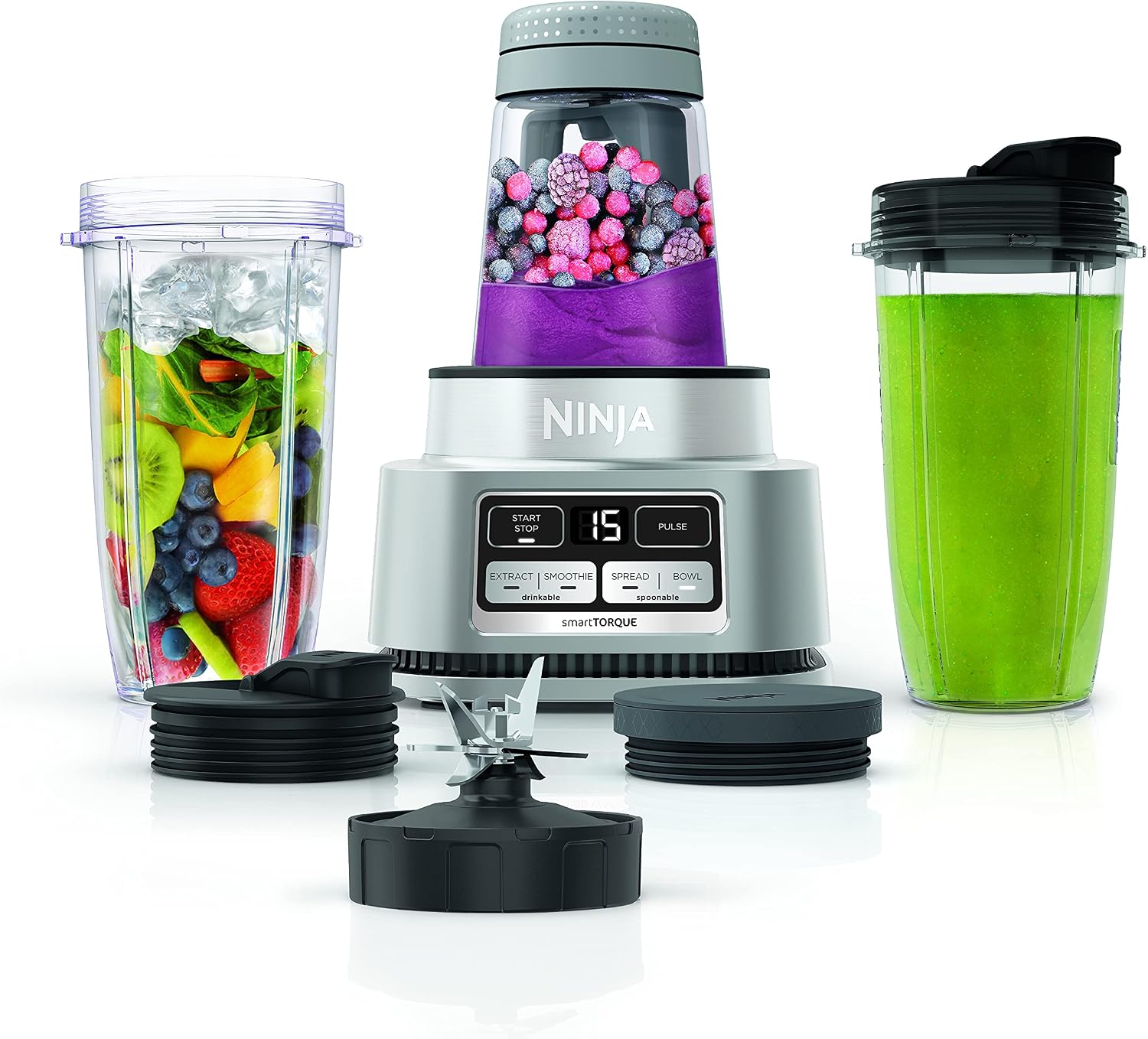SS151 TWISTi Blender DUO, High-Speed 1600 WP Smoothie Maker & Nutrient Extractor, 5 Functions Smoothie, Spreads & More, smartTORQUE, 34-oz. Pitcher & (2) To-Go Cups, Gray - Image 3