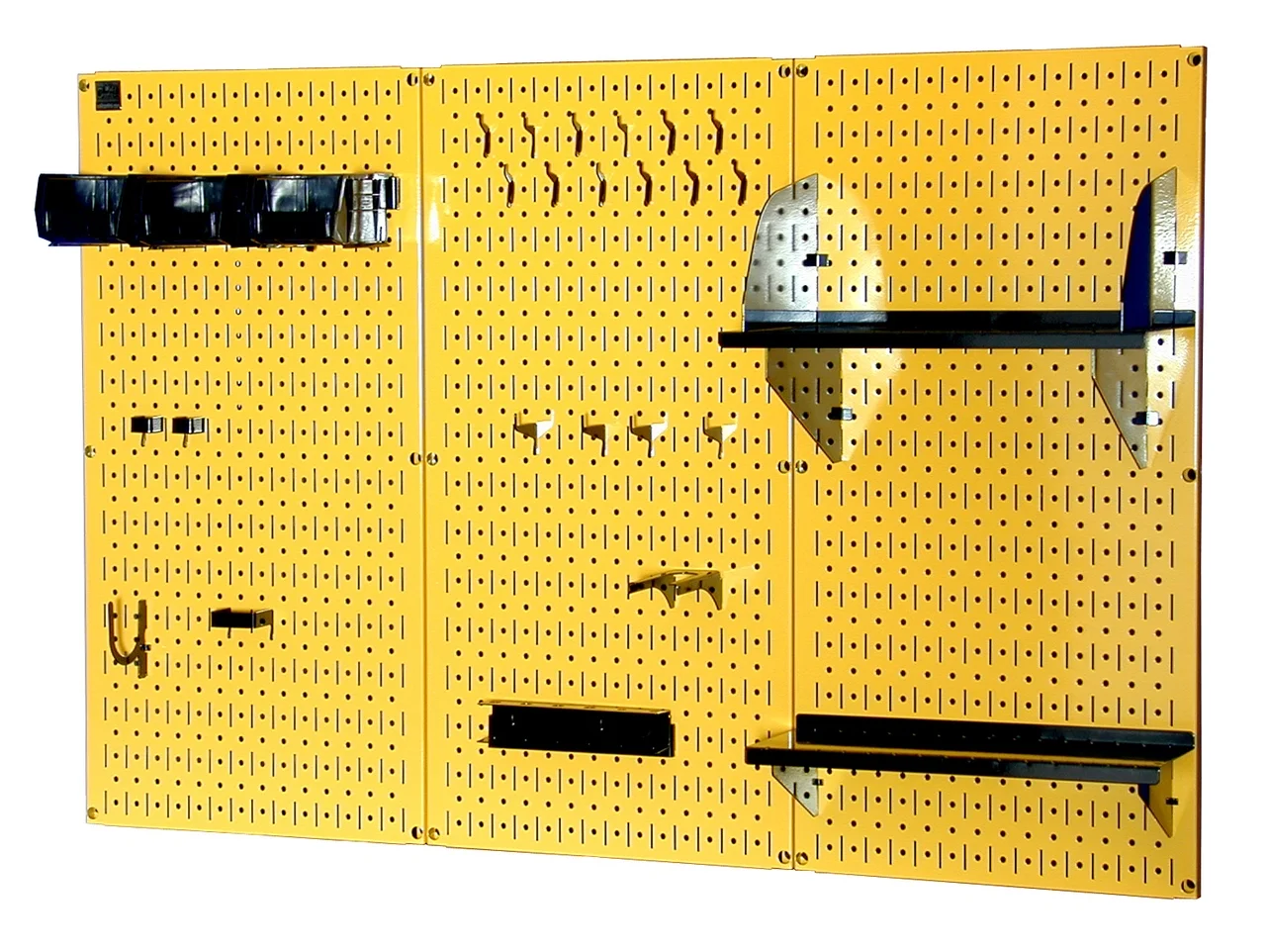 4ft Metal Pegboard Standard Tool Storage Kit - Yellow Toolboard & Black Accessories - Image 2