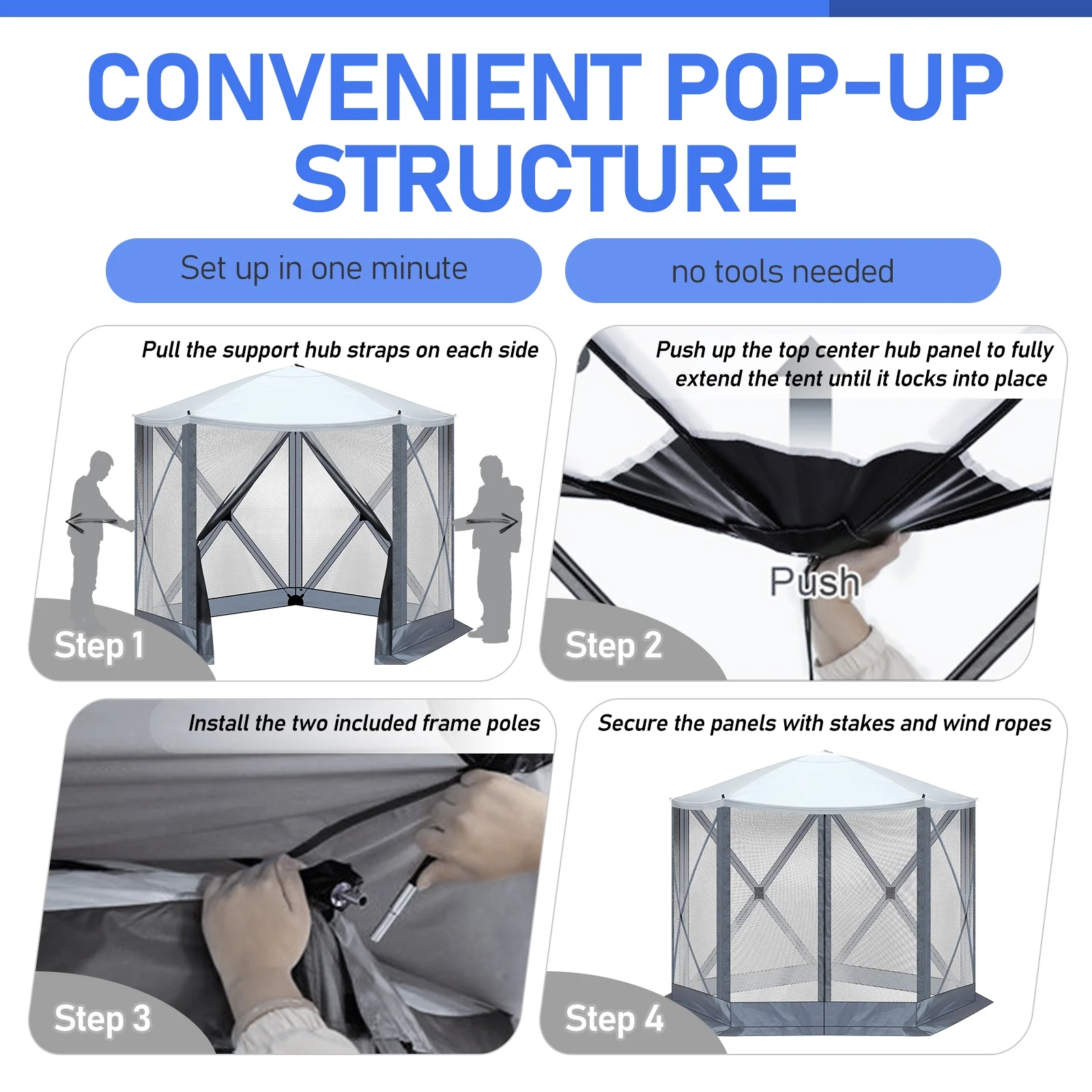 UBesGoo 10 x 10 Ez Pop Up Gazebo Canopy Tent with Mosquito Netting for Patio, Camping and Picnic Includes Carry Bag - Image 7