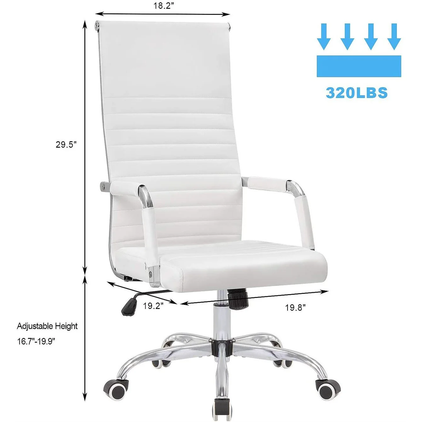 Ribbed High Back Office Chair, Ergonomic Conference Desk Chair for Home Office, Meeting Room and Workspace - Image 11