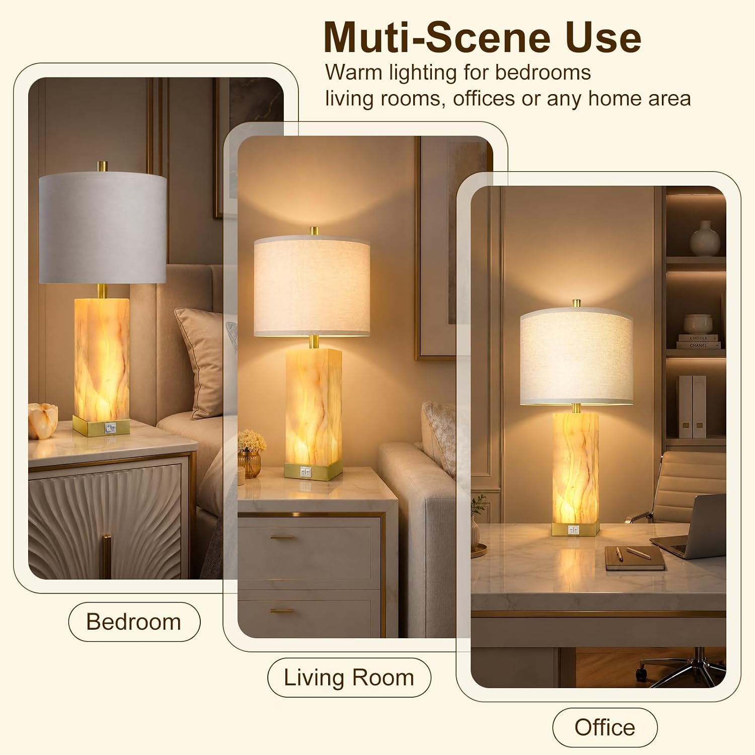 Translucent Marble Table Lamps with Night Light for Living Room - Image 7